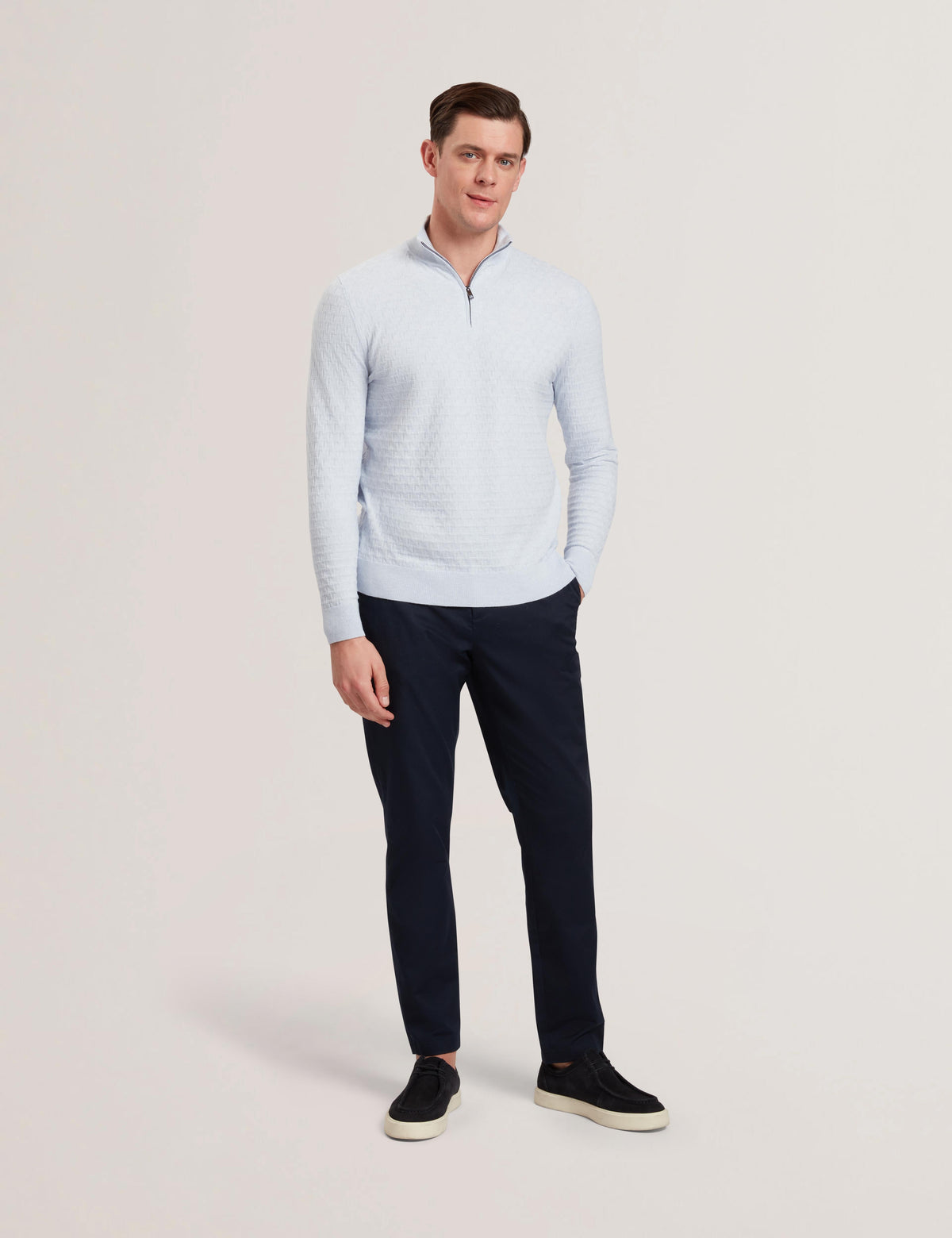Men KURNLE - T Knit Half Zip Funnel Neck Jumper - Ted Baker