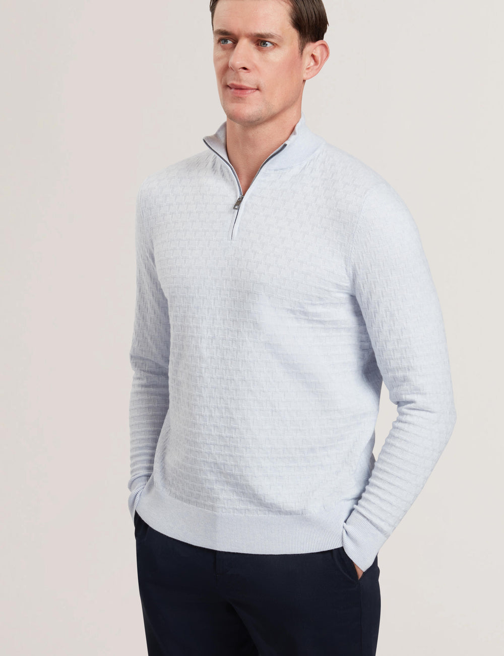 Men KURNLE - T Knit Half Zip Funnel Neck Jumper - Ted Baker