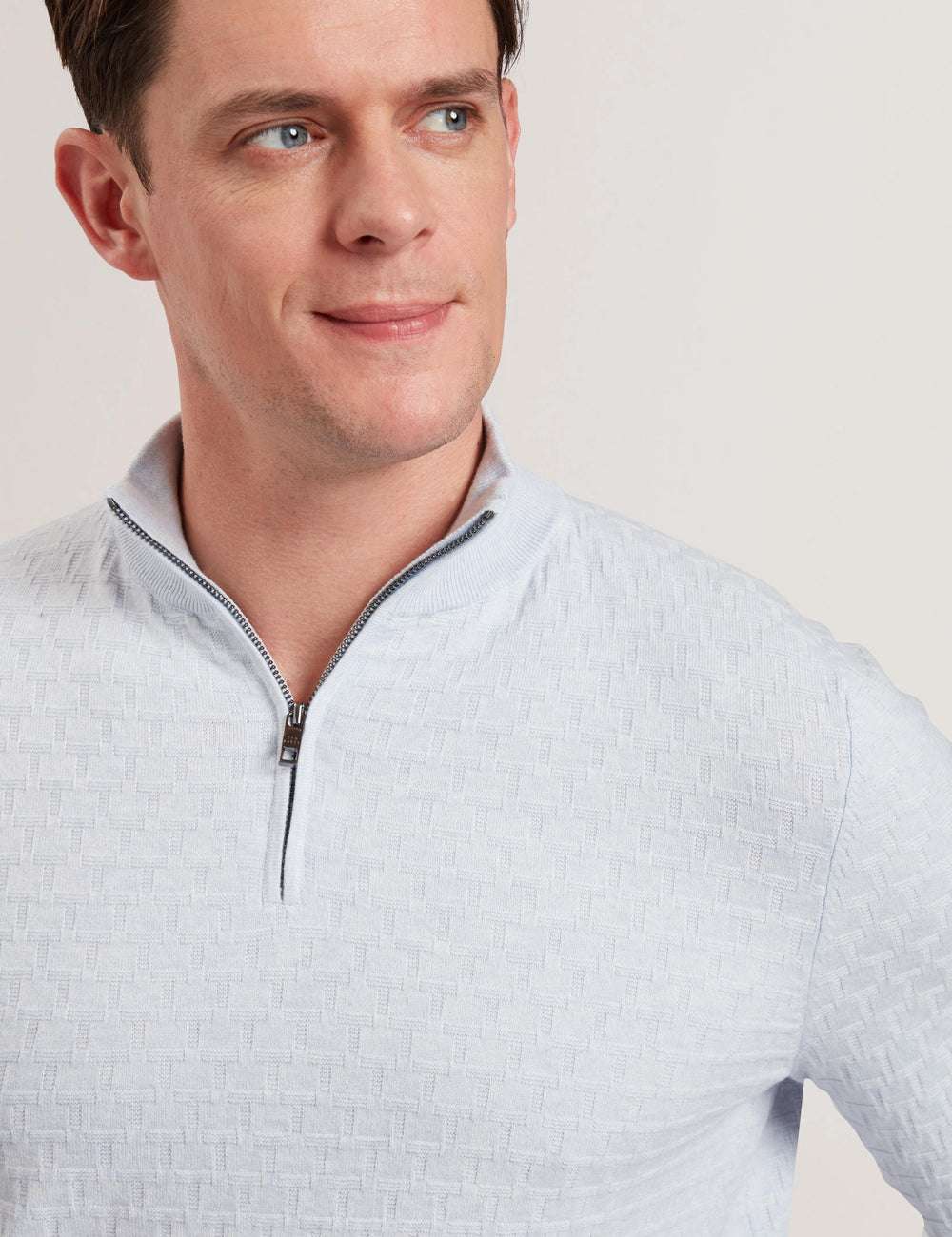 Men KURNLE - T Knit Half Zip Funnel Neck Jumper - Ted Baker