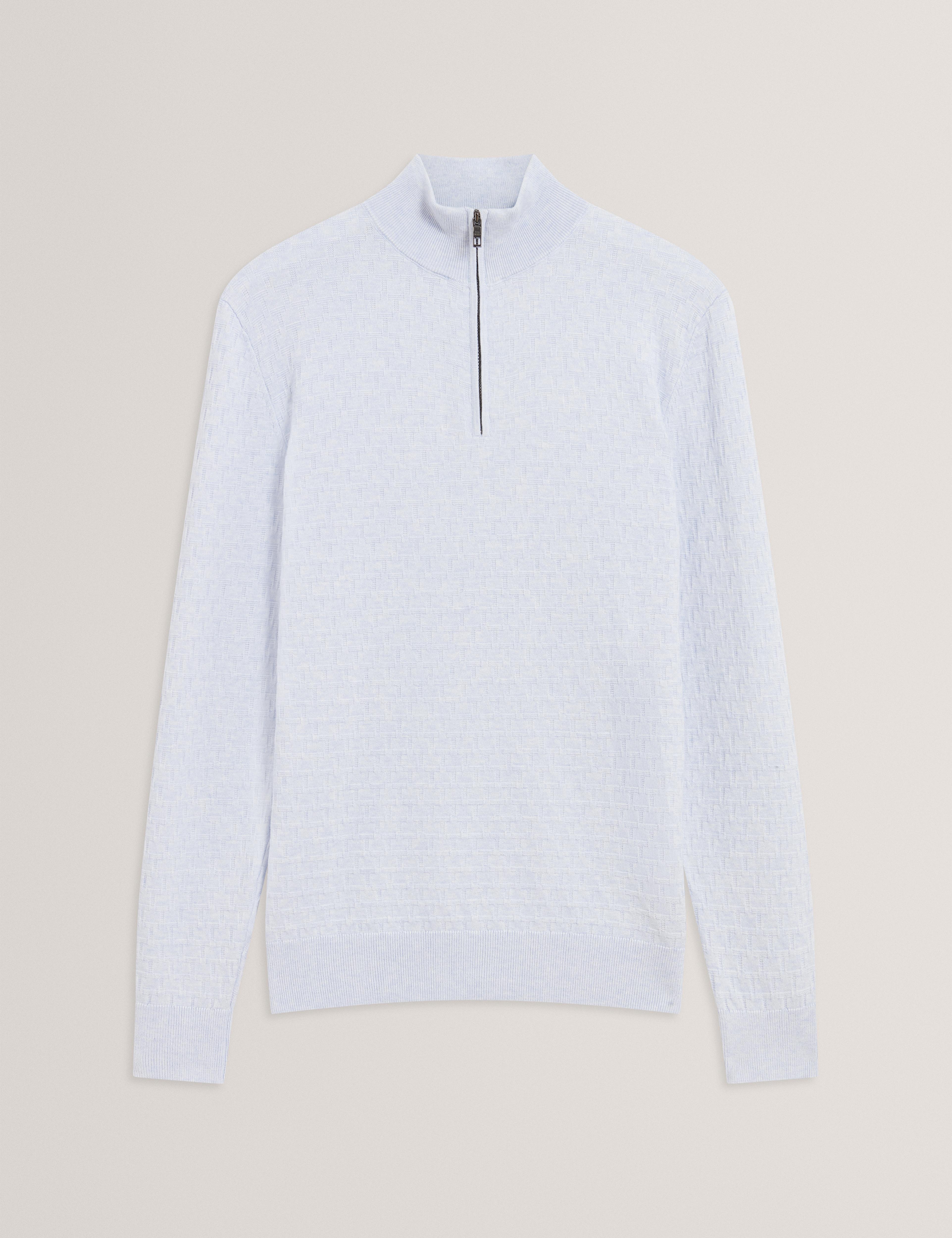 Men KURNLE - T Knit Half Zip Funnel Neck Jumper - Ted Baker