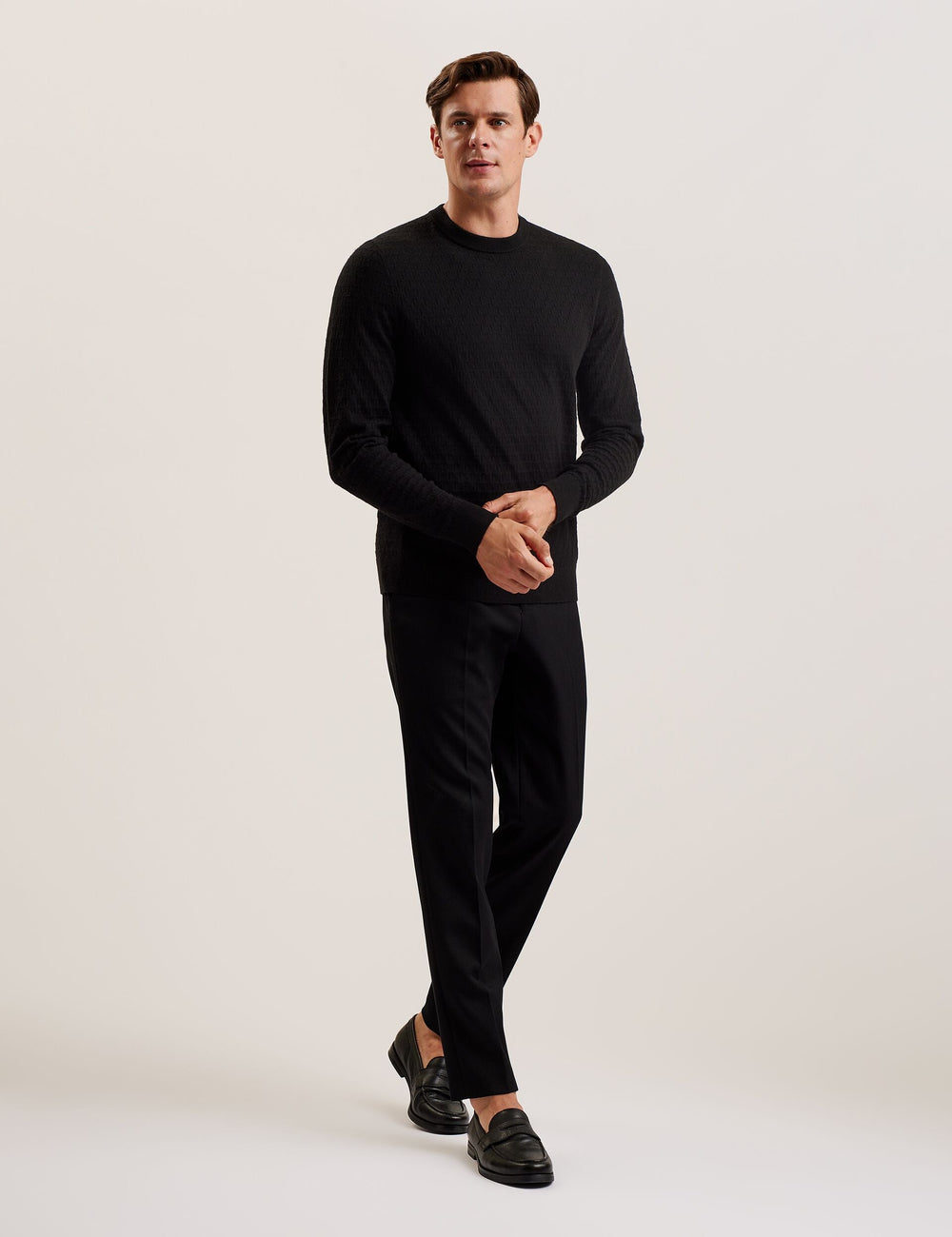 Men LOUNG - Textured T Knit Crew Neck Jumper - Ted Baker