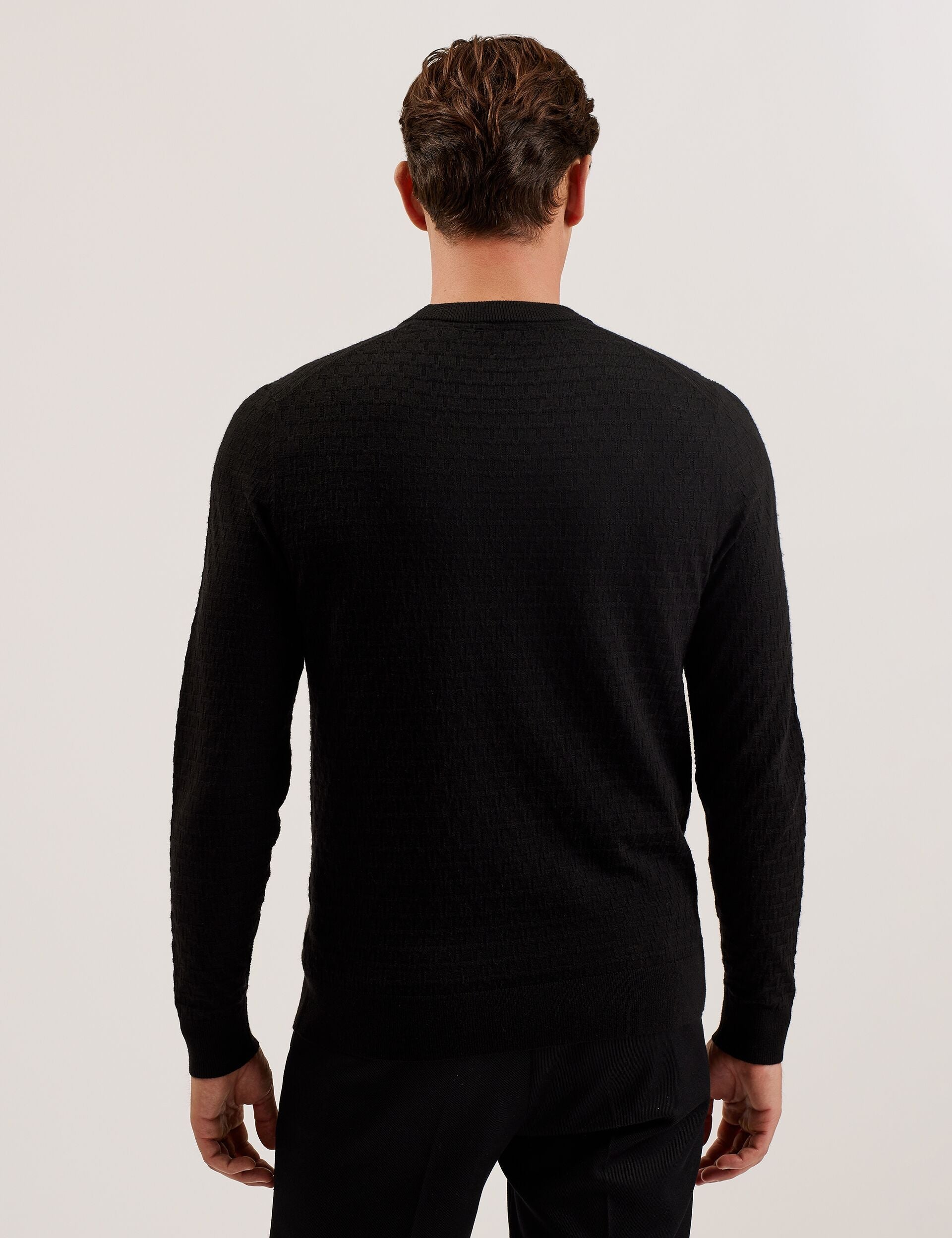 Men LOUNG - Textured T Knit Crew Neck Jumper - Ted Baker