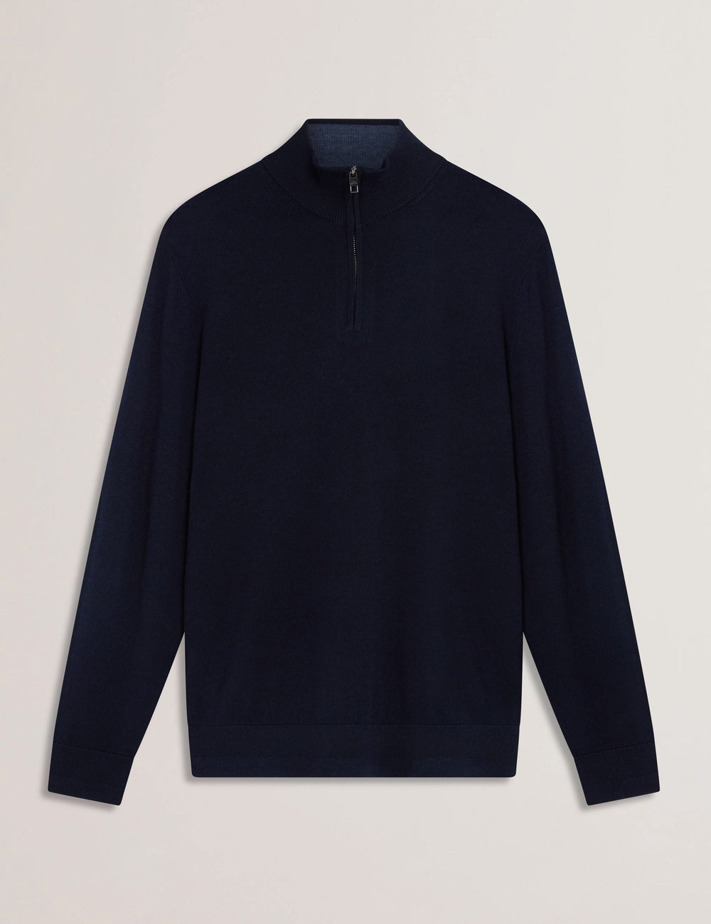 Men LIMEHAS Wool Quarter Zip Funnel Neck Sweater in Navy - Ted Baker