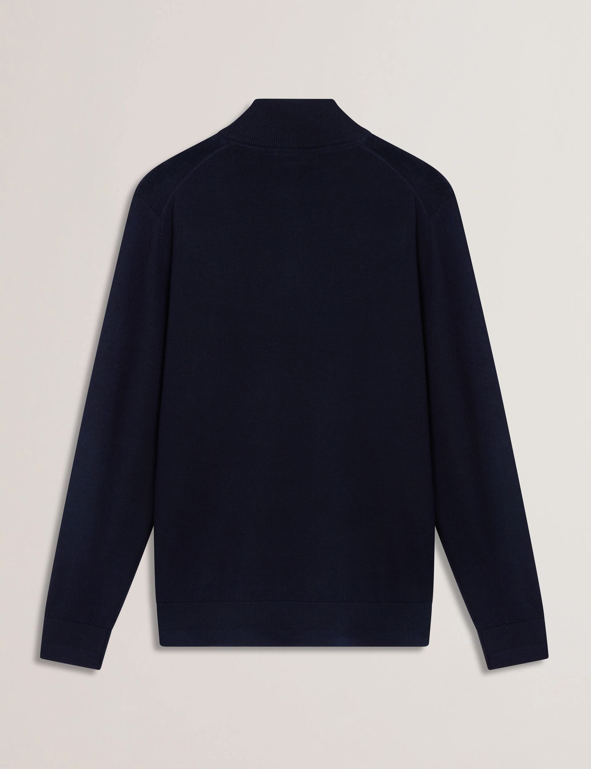 Men LIMEHAS Wool Quarter Zip Funnel Neck Sweater in Navy - Ted Baker