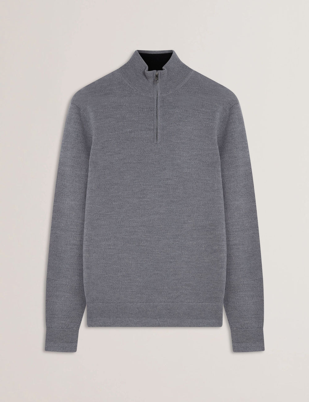 Men LIMEHAS Wool Quarter Zip Funnel Neck Sweater in Charcoal - Ted Baker