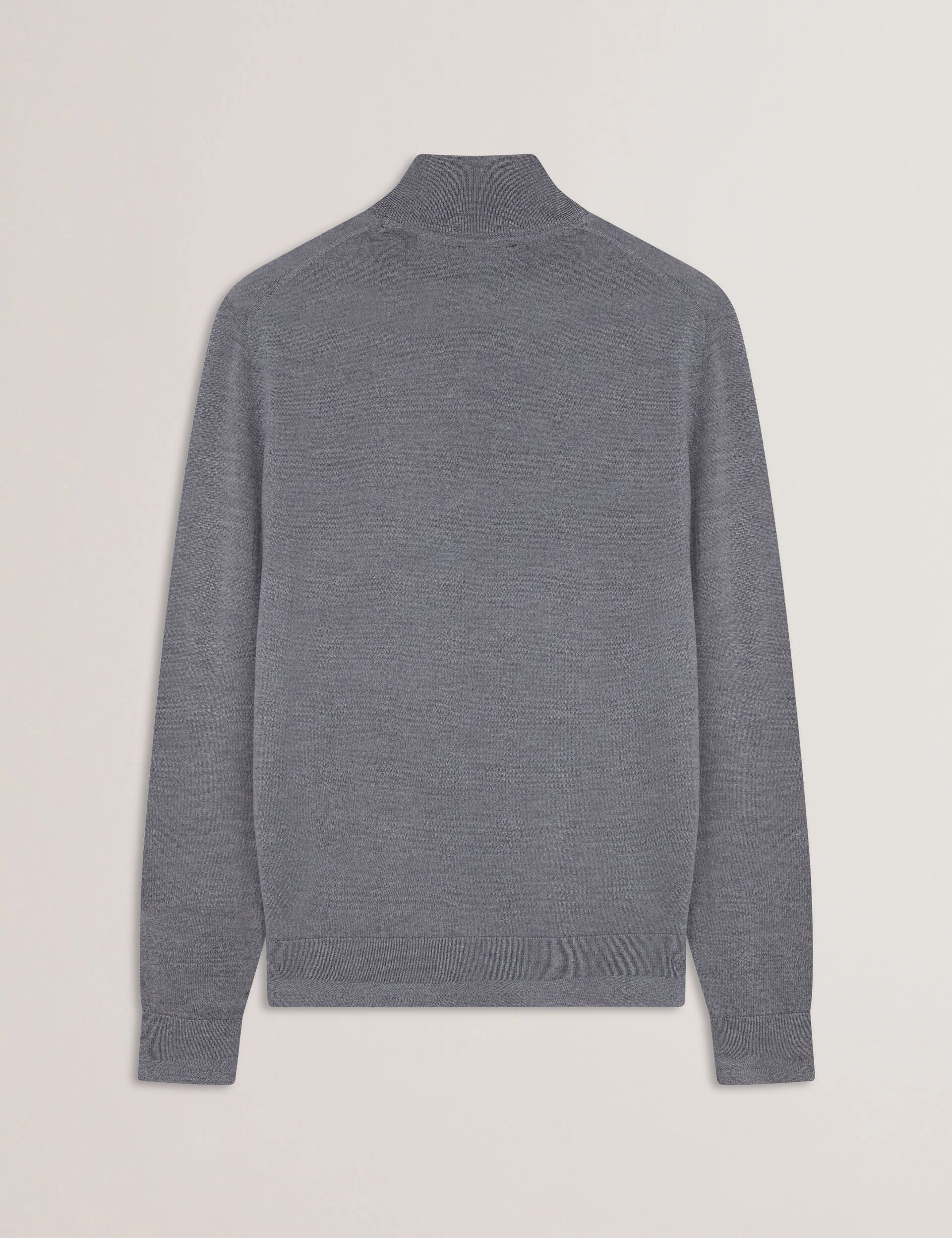 Men LIMEHAS Wool Quarter Zip Funnel Neck Sweater in Charcoal - Ted Baker
