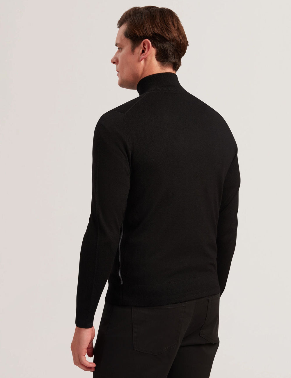 Men LIMEHAS Wool Quarter Zip Funnel Neck Sweater in Black - Ted Baker