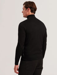 Men LIMEHAS Wool Quarter Zip Funnel Neck Sweater in Black - Ted Baker