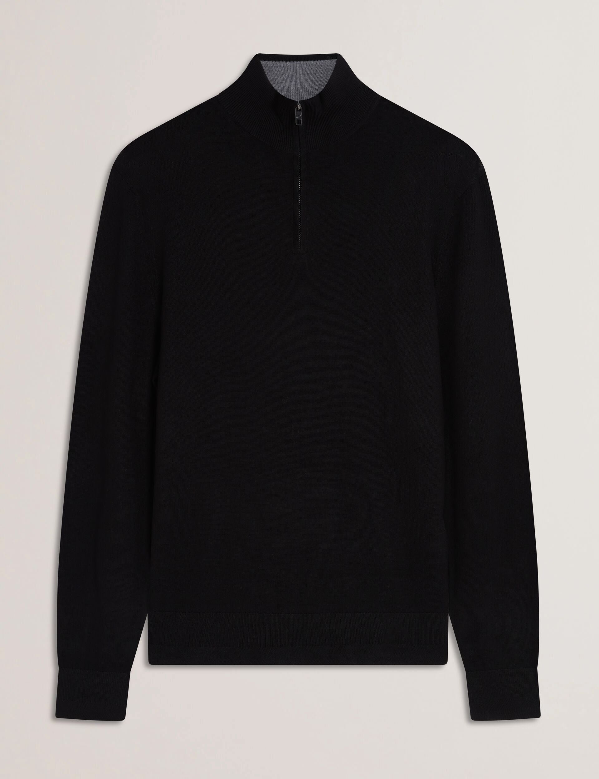 Men LIMEHAS Wool Quarter Zip Funnel Neck Sweater in Black - Ted Baker