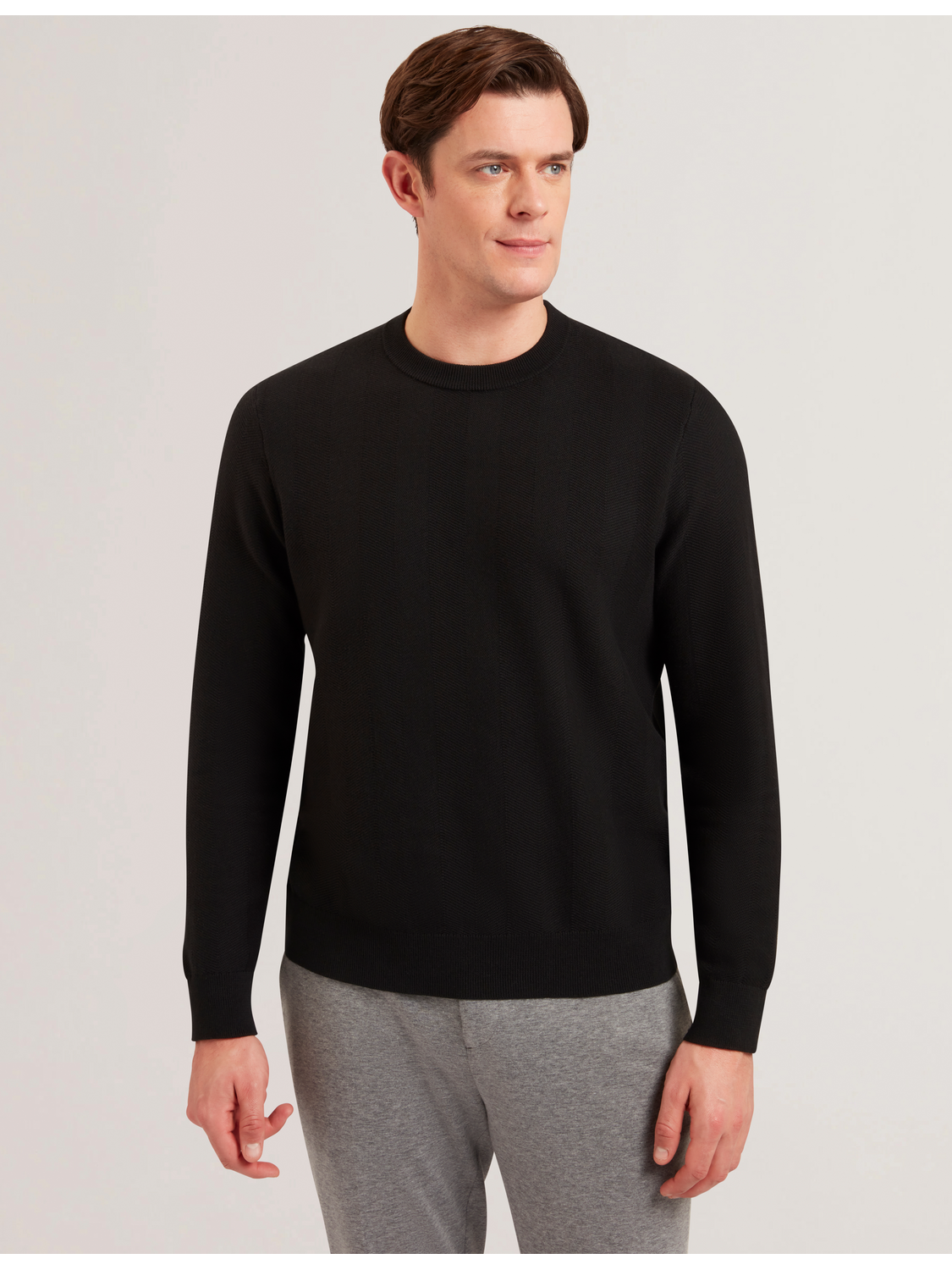 Men JAMALS - Herringbone Knit Crew Neck Sweater - Ted Baker