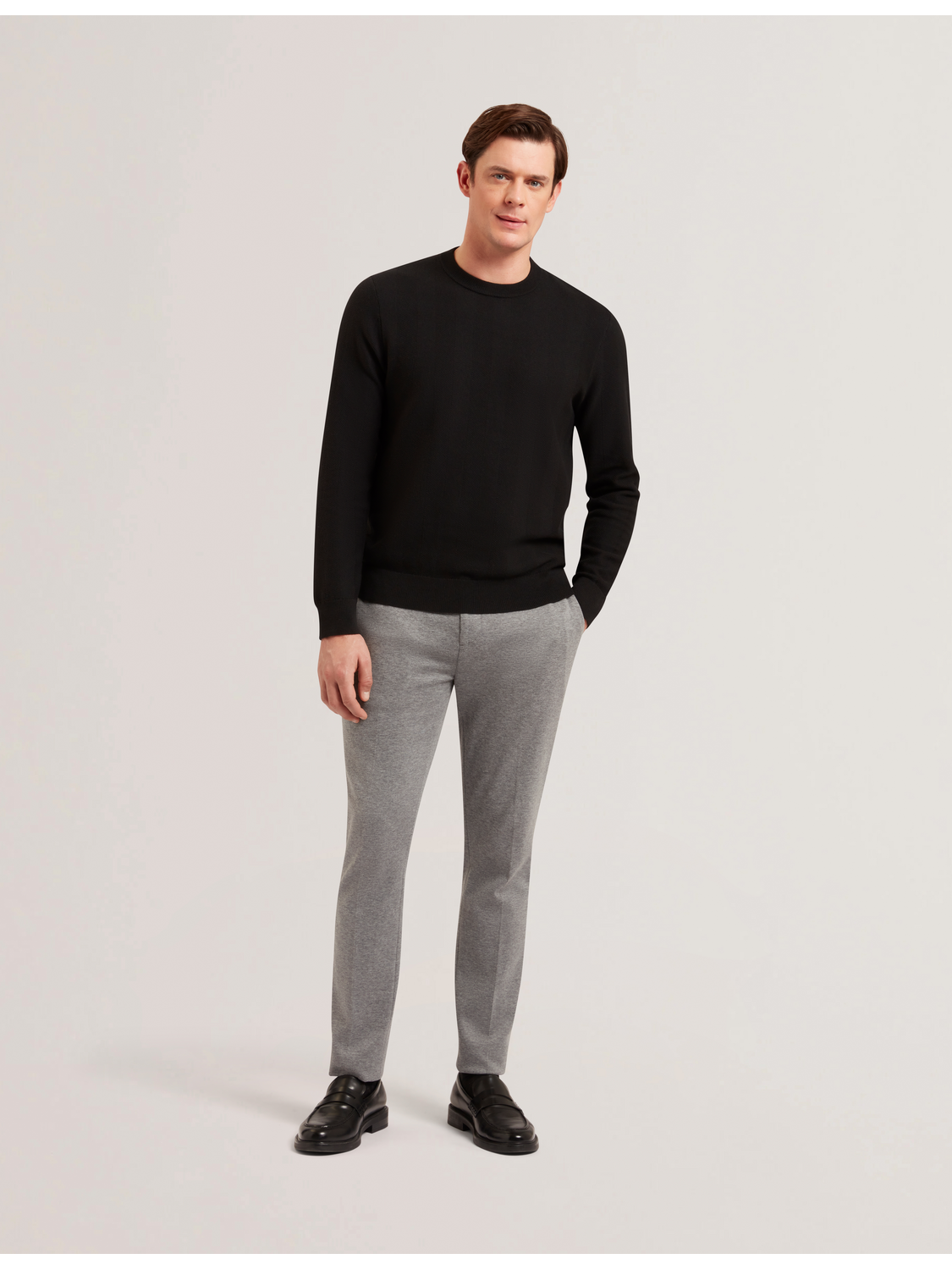 Men JAMALS - Herringbone Knit Crew Neck Sweater - Ted Baker