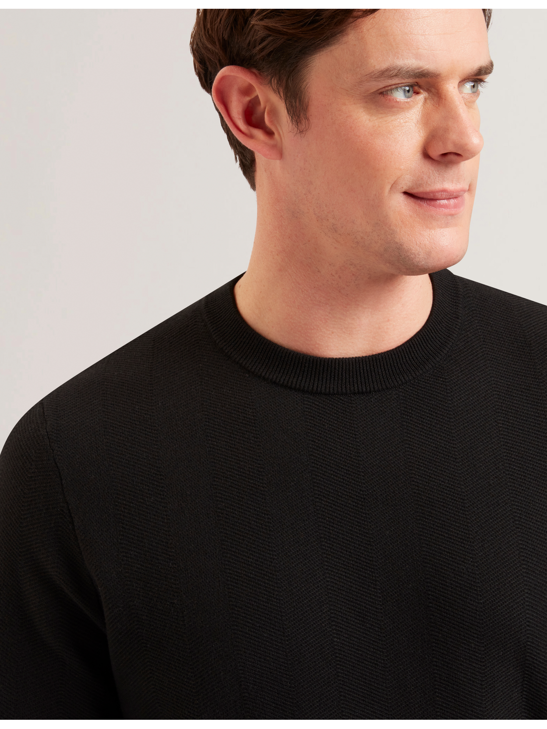 Men JAMALS - Herringbone Knit Crew Neck Sweater - Ted Baker