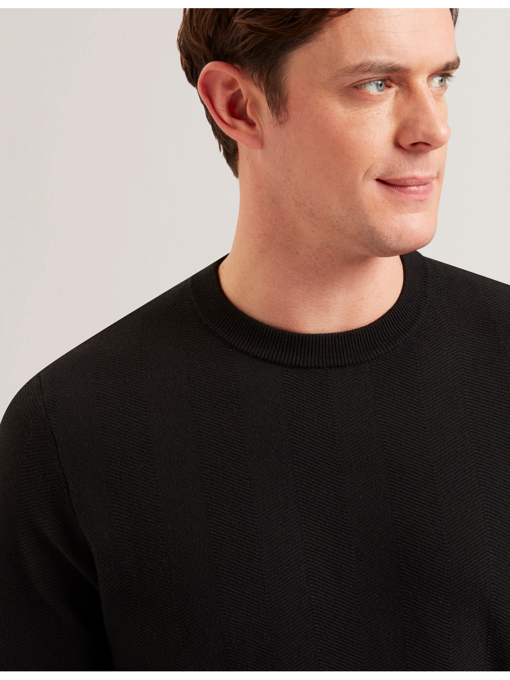 Men JAMALS - Herringbone Knit Crew Neck Sweater - Ted Baker