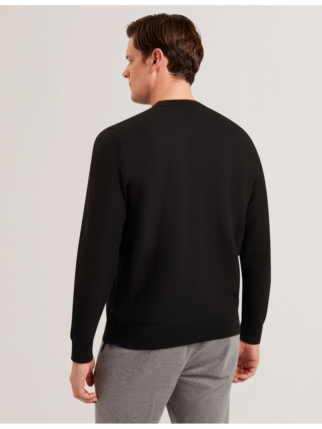 Men JAMALS - Herringbone Knit Crew Neck Sweater - Ted Baker