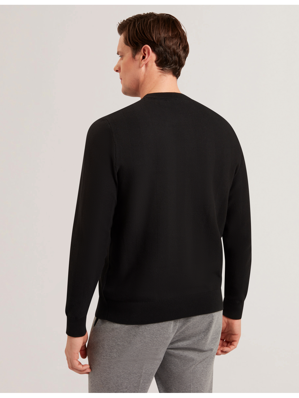 Men JAMALS - Herringbone Knit Crew Neck Sweater - Ted Baker