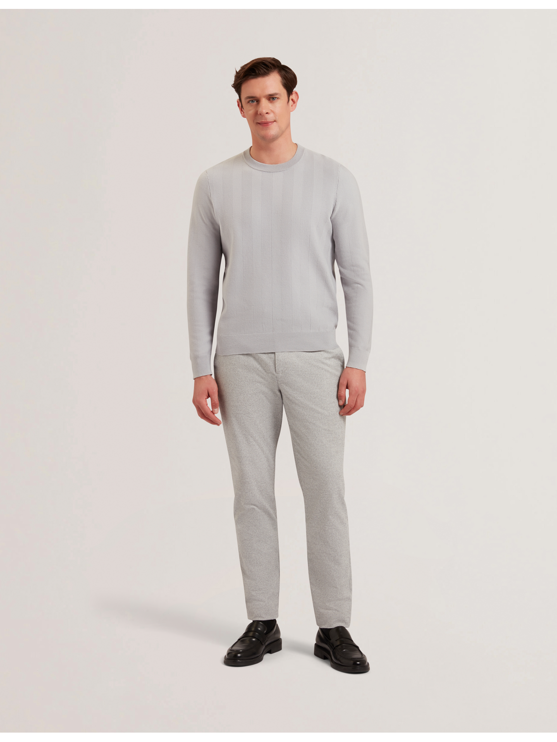 Men JAMALS - Herringbone Knit Crew Neck Sweater - Ted Baker