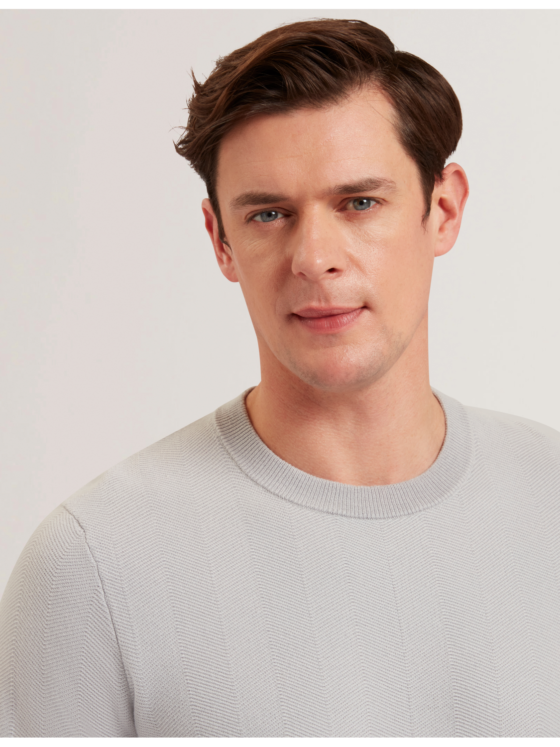 Men JAMALS - Herringbone Knit Crew Neck Sweater - Ted Baker