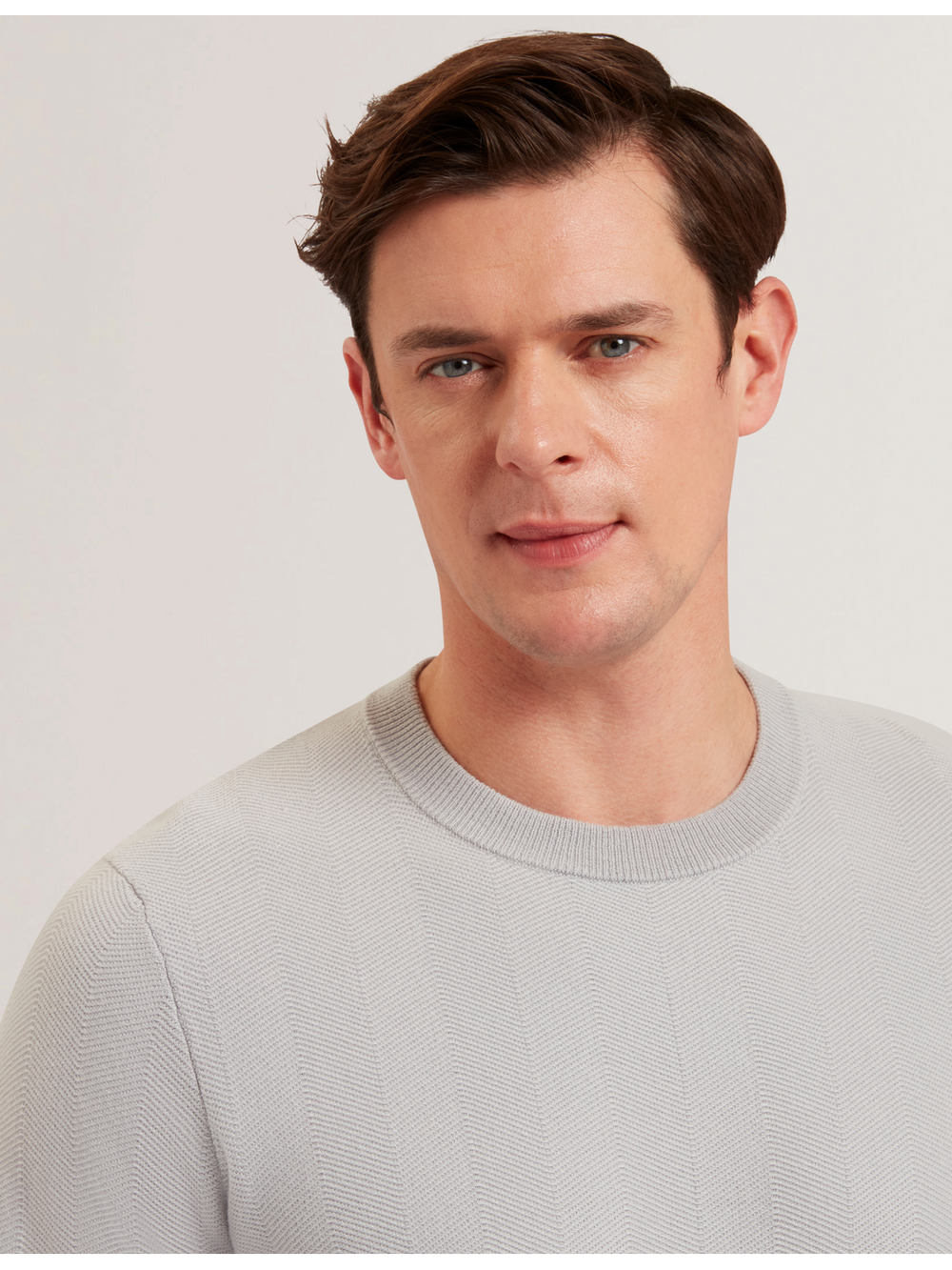 Men JAMALS - Herringbone Knit Crew Neck Sweater - Ted Baker