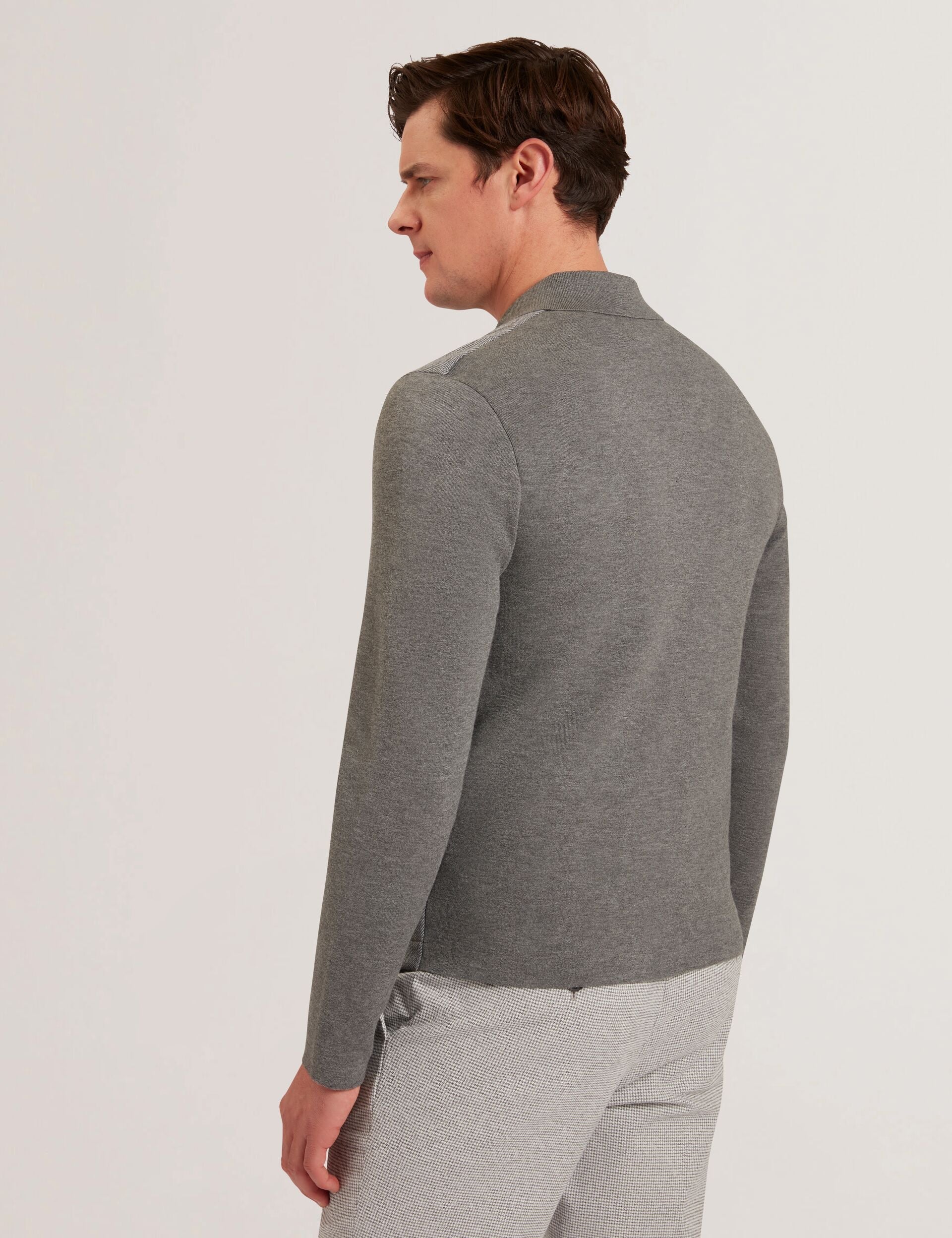 Men DEJO - Herringbone Wool Blend Zip Up Cardigan - Ted Baker