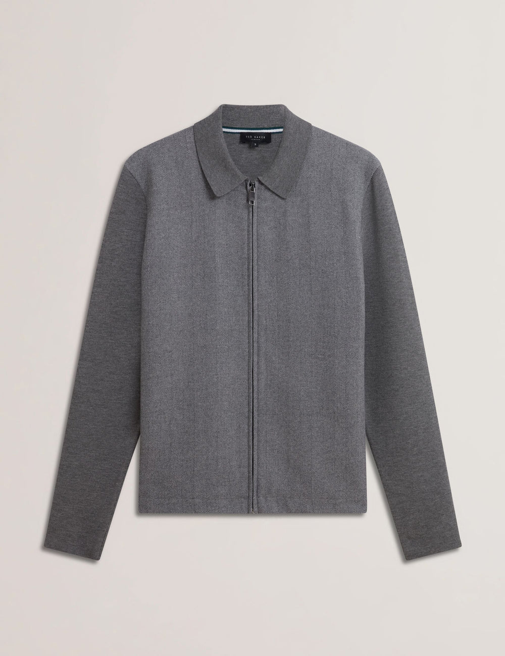 Men DEJO - Herringbone Wool Blend Zip Up Cardigan - Ted Baker