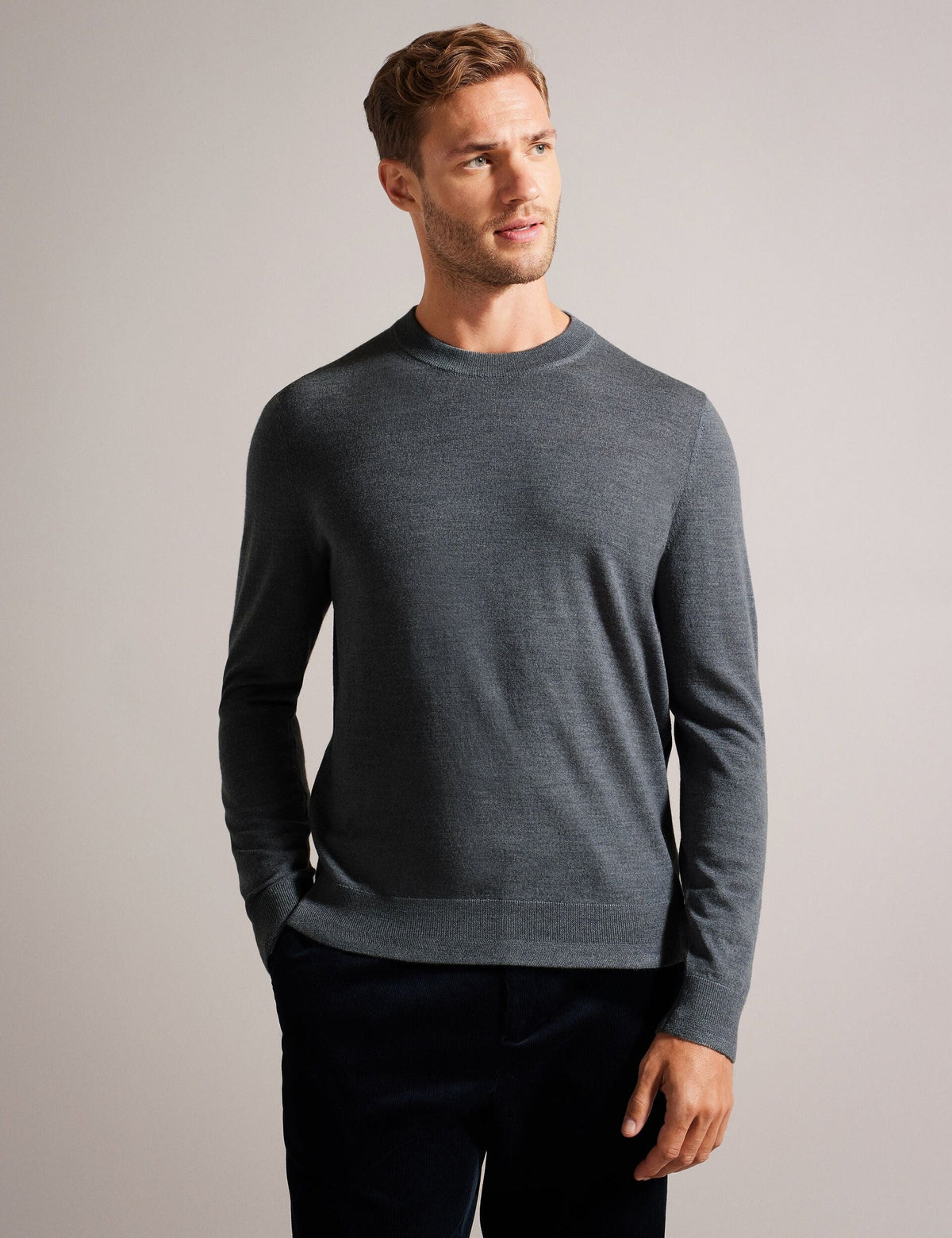 Men CARNBY - Pure Wool Crew Neck Jumper - Ted Baker