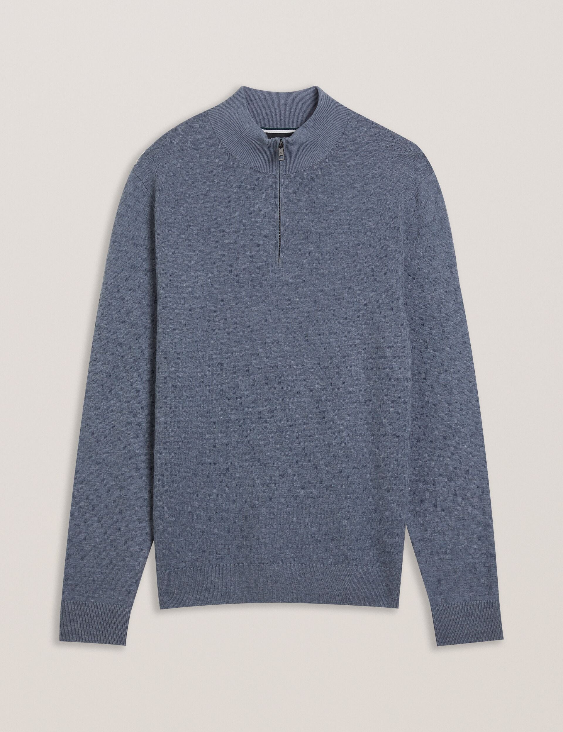 Men KURNLE - T Knit Half Zip Funnel Neck Jumper - Ted Baker