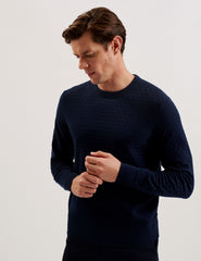 Men LOUNG - Textured T Knit Crew Neck Jumper - Ted Baker