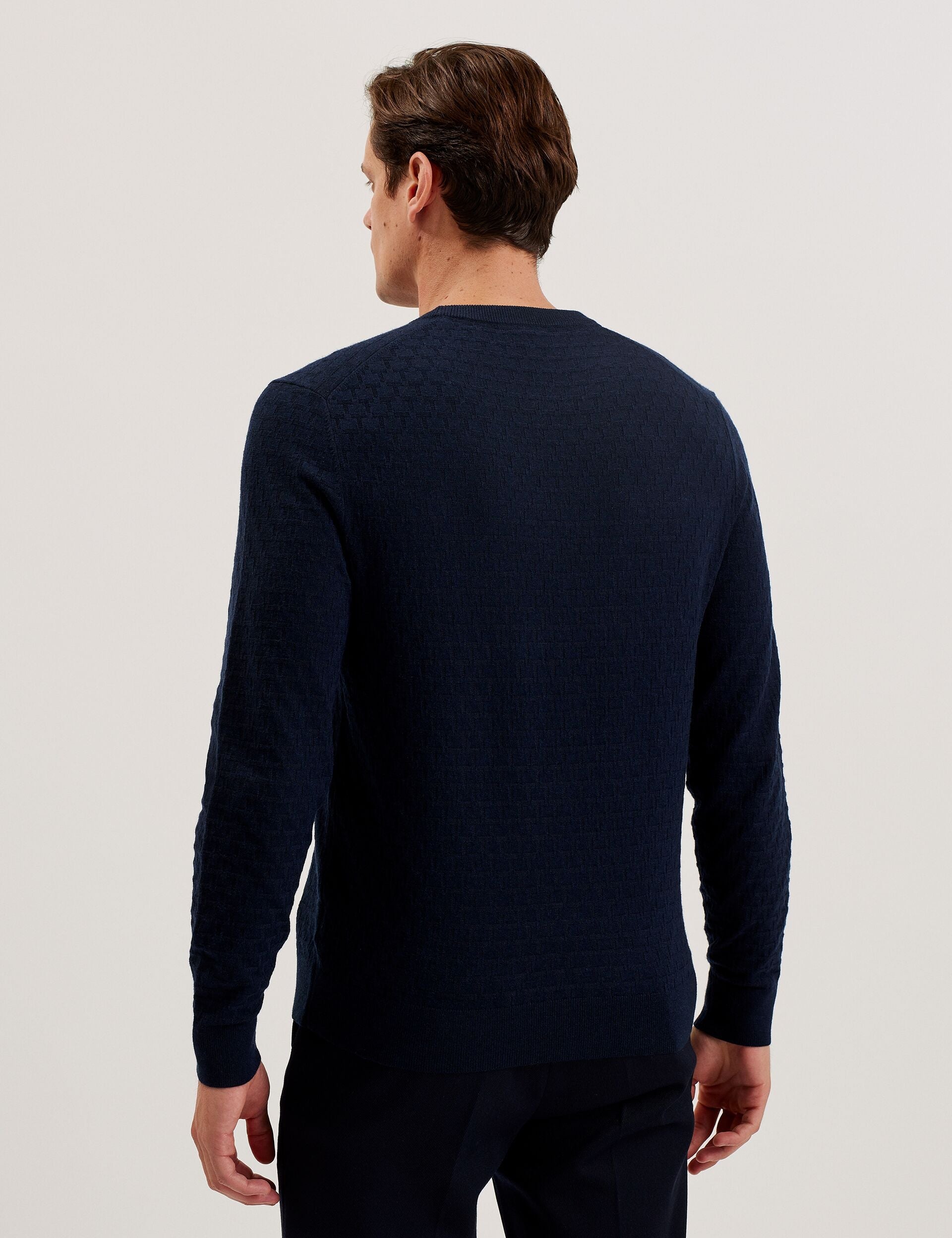 Men LOUNG - Textured T Knit Crew Neck Jumper - Ted Baker