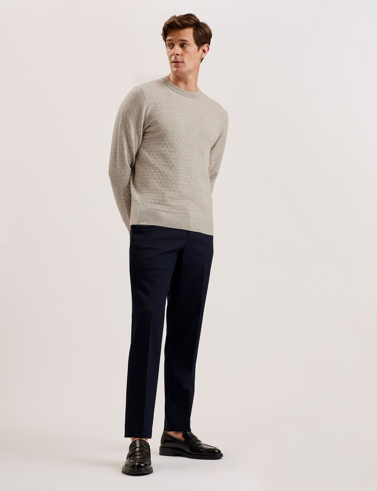 Men LOUNG - Textured T Knit Crew Neck Jumper - Ted Baker