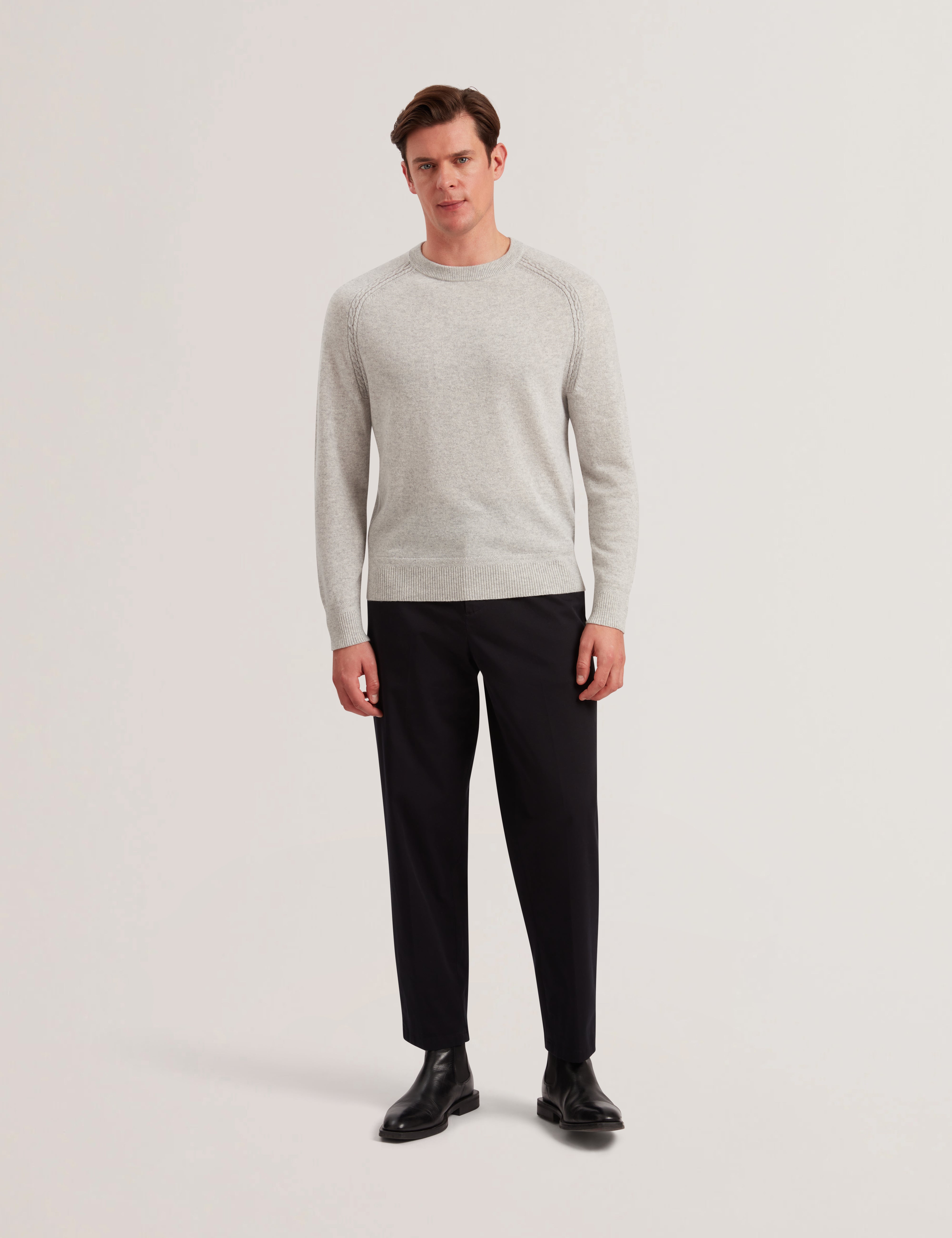 Men GLANT - Cashmere Cable Detail Crew Neck Jumper - Ted Baker
