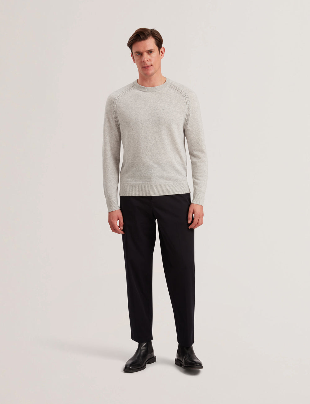 Men GLANT - Cashmere Cable Detail Crew Neck Jumper - Ted Baker