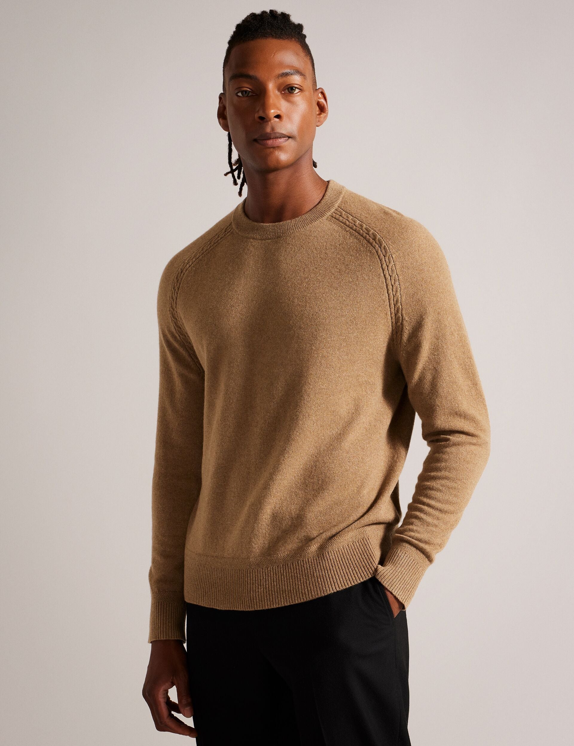 Men GLANT - Cashmere Cable Detail Crew Neck Jumper - Ted Baker