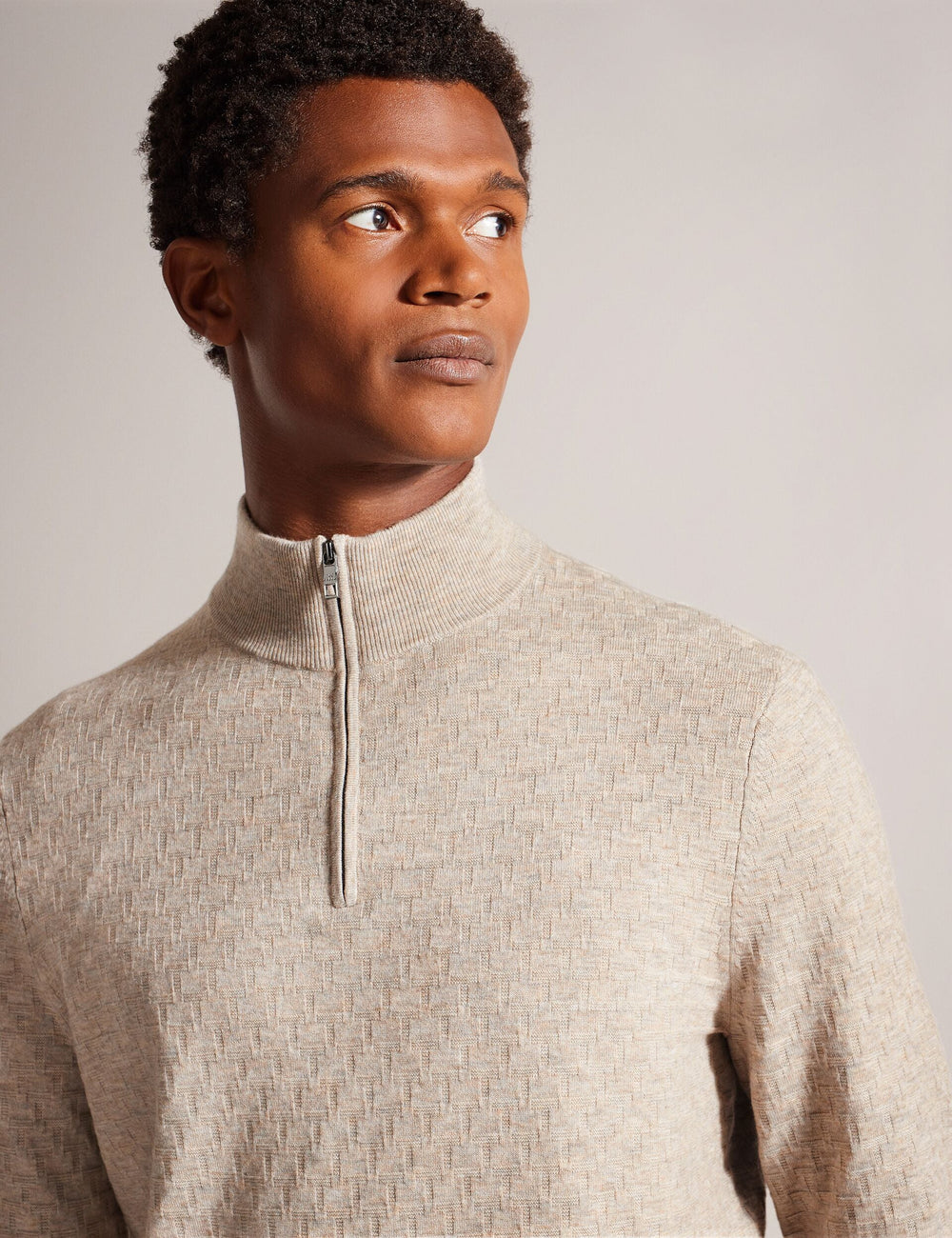 Men KURNLE - T Knit Half Zip Funnel Neck Jumper - Ted Baker