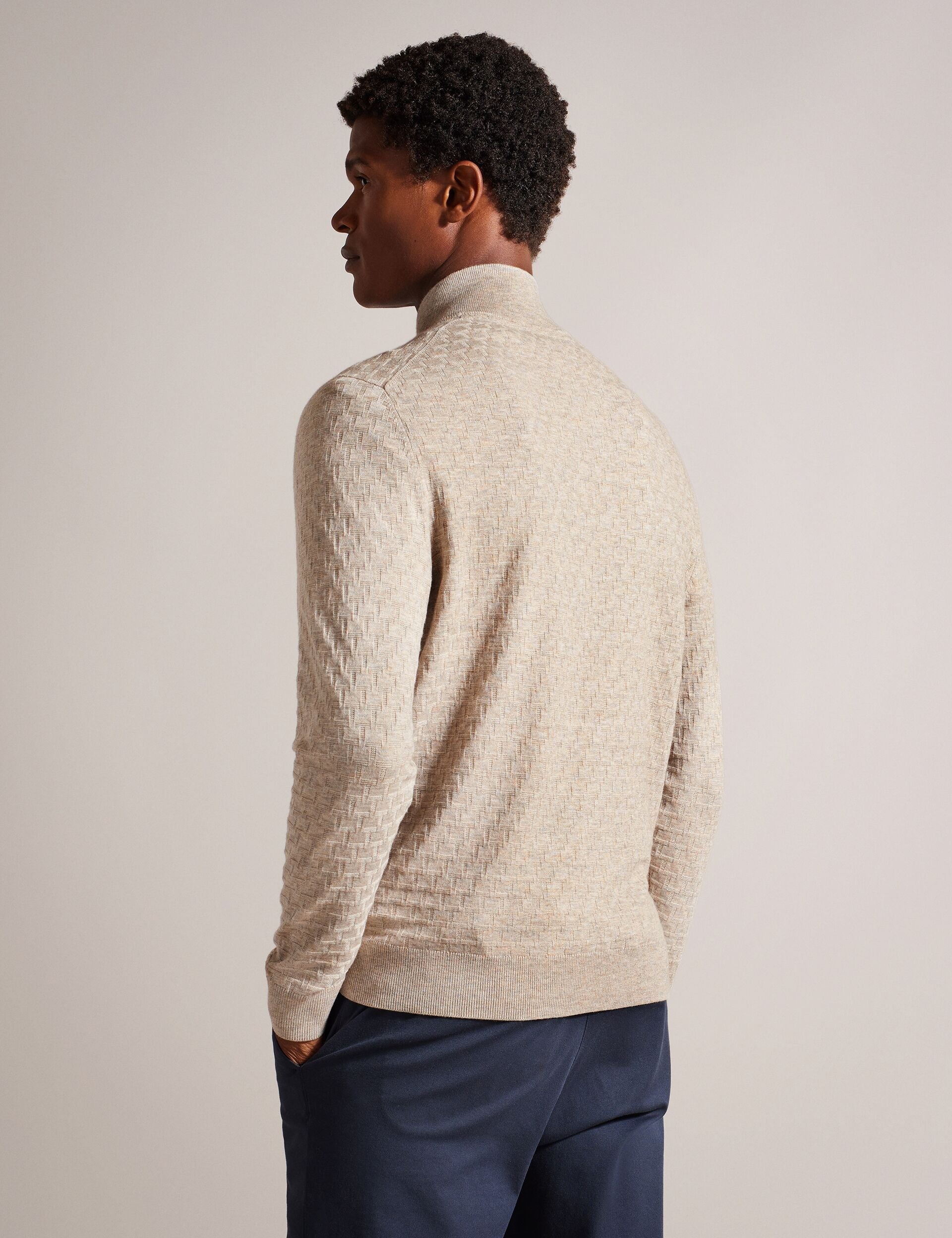 Men KURNLE - T Knit Half Zip Funnel Neck Jumper - Ted Baker
