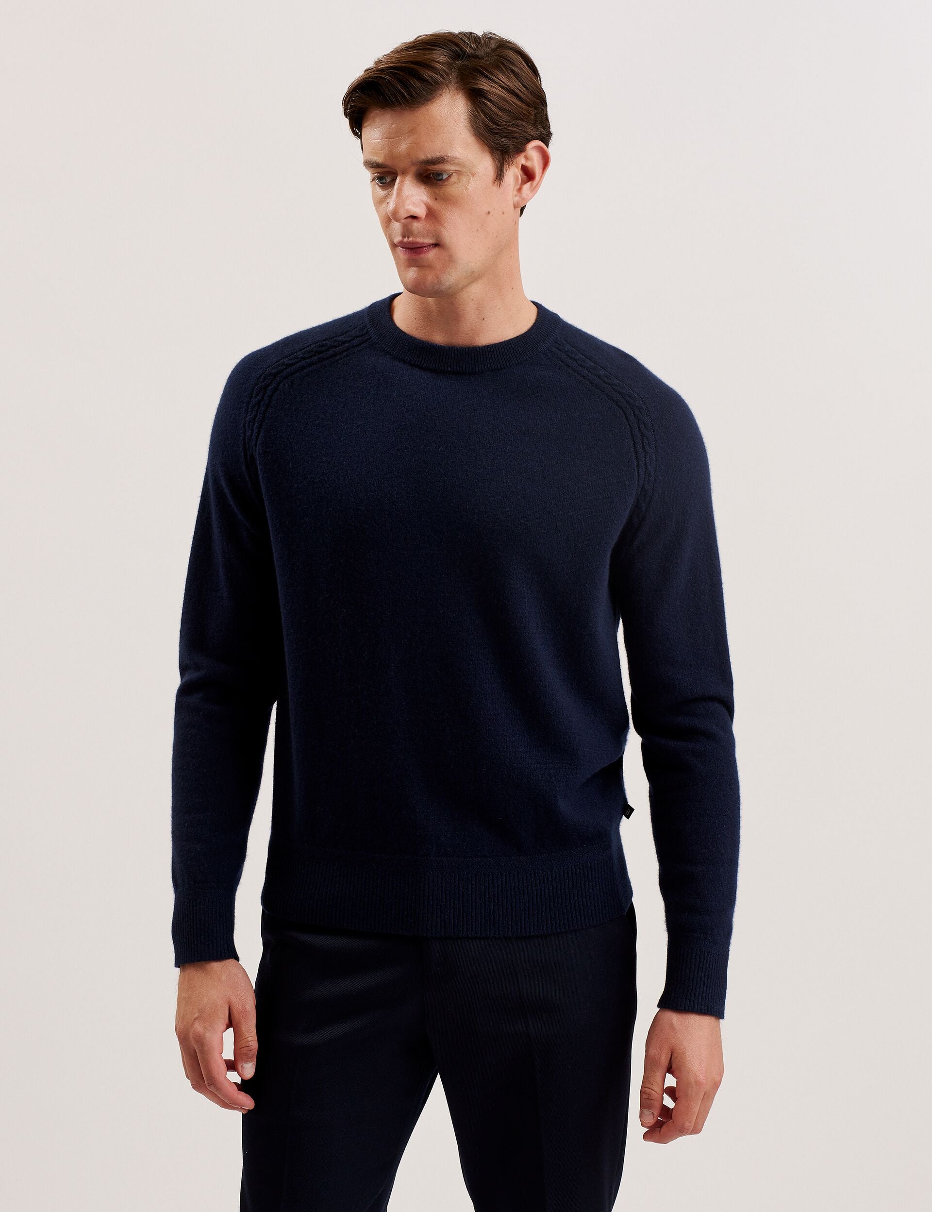 Men GLANT - Cashmere Cable Detail Crew Neck Jumper - Ted Baker