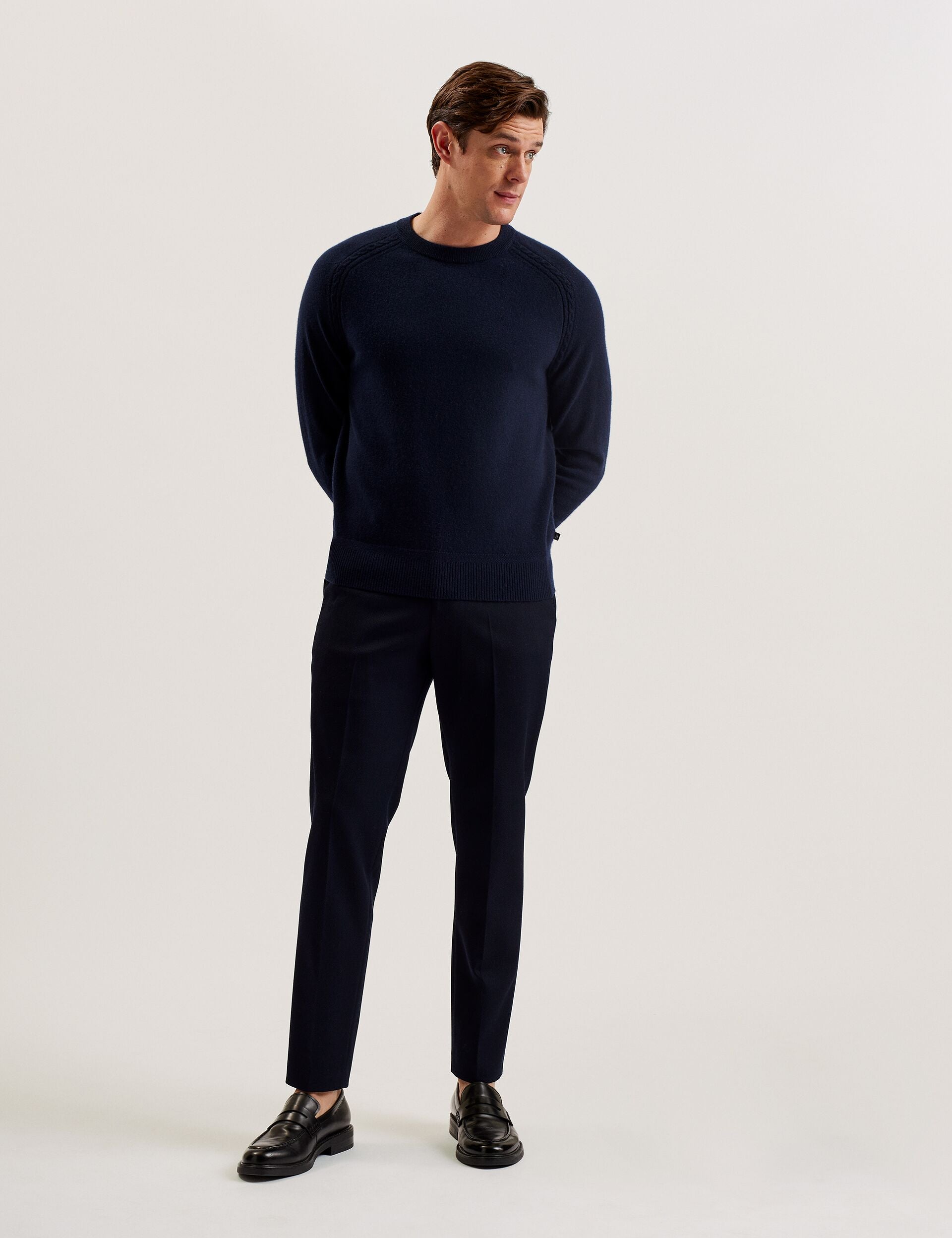 Men GLANT - Cashmere Cable Detail Crew Neck Jumper - Ted Baker