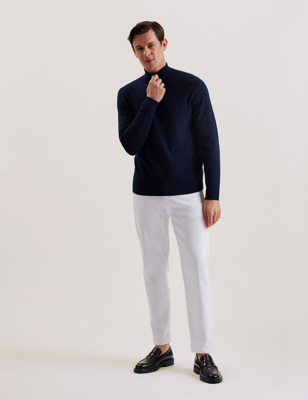 Men KURNLE - T Knit Half Zip Funnel Neck Jumper - Ted Baker