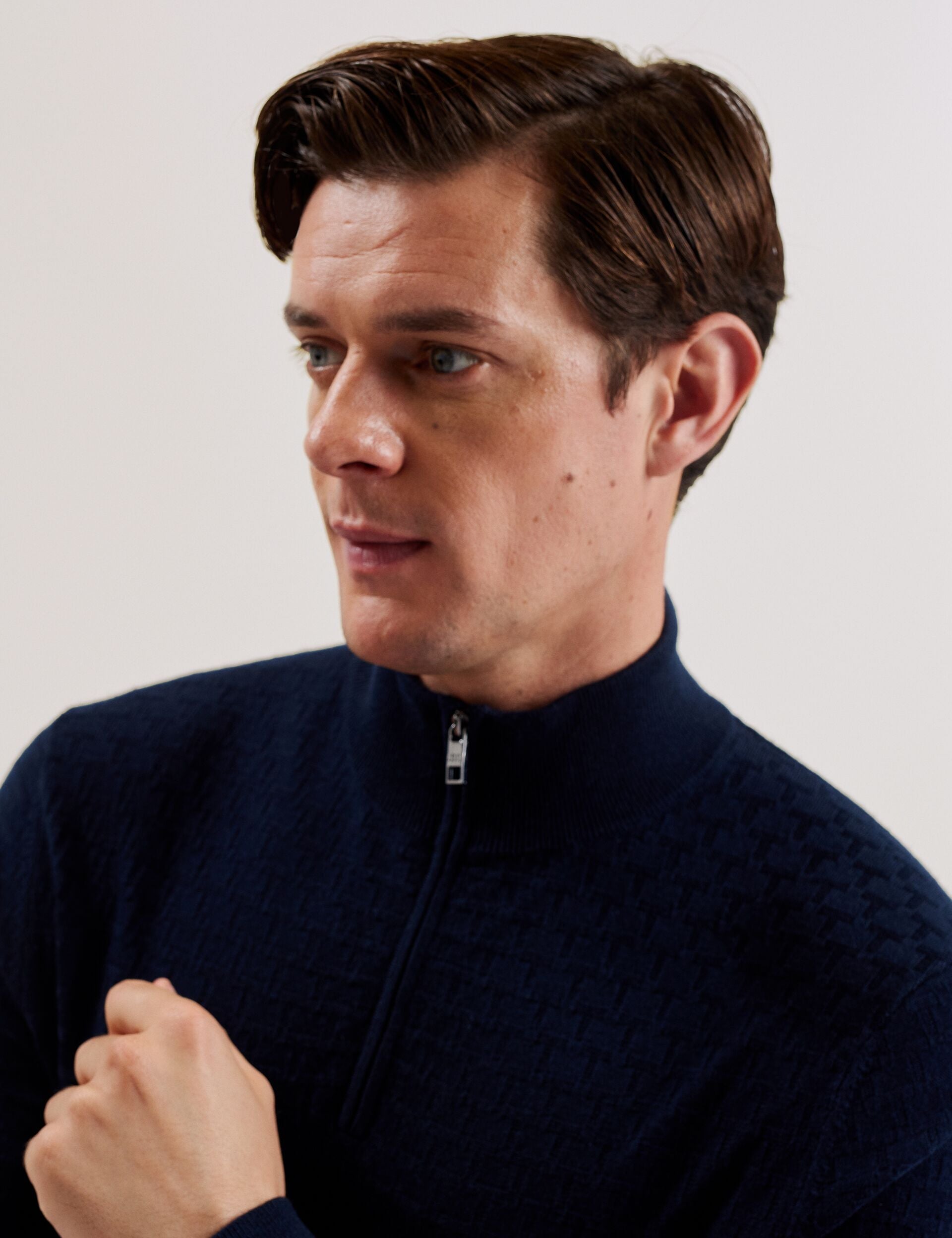 Men KURNLE - T Knit Half Zip Funnel Neck Jumper - Ted Baker