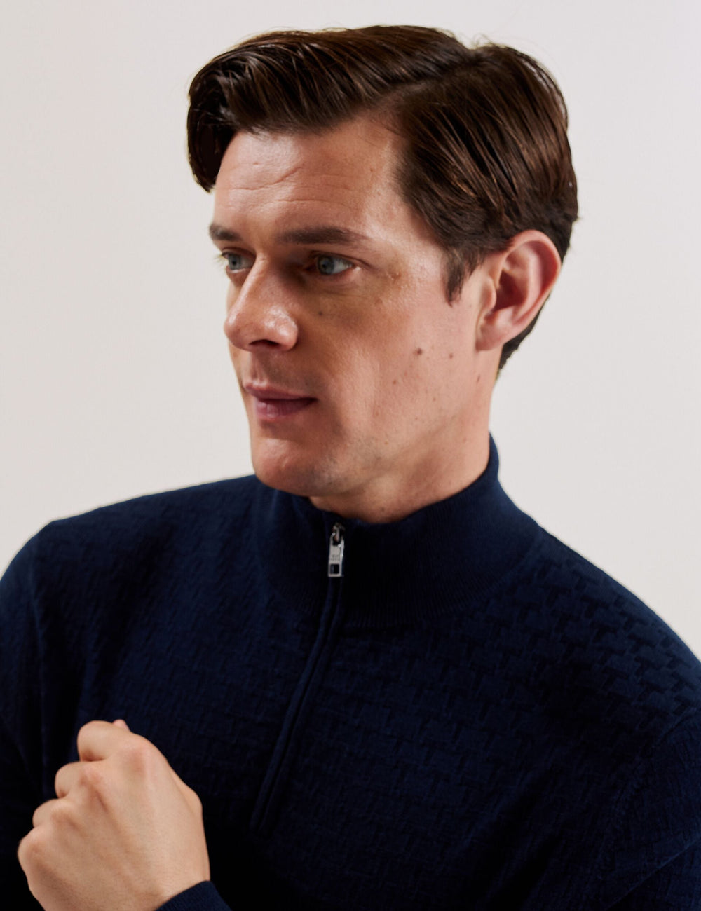 Men KURNLE - T Knit Half Zip Funnel Neck Jumper - Ted Baker