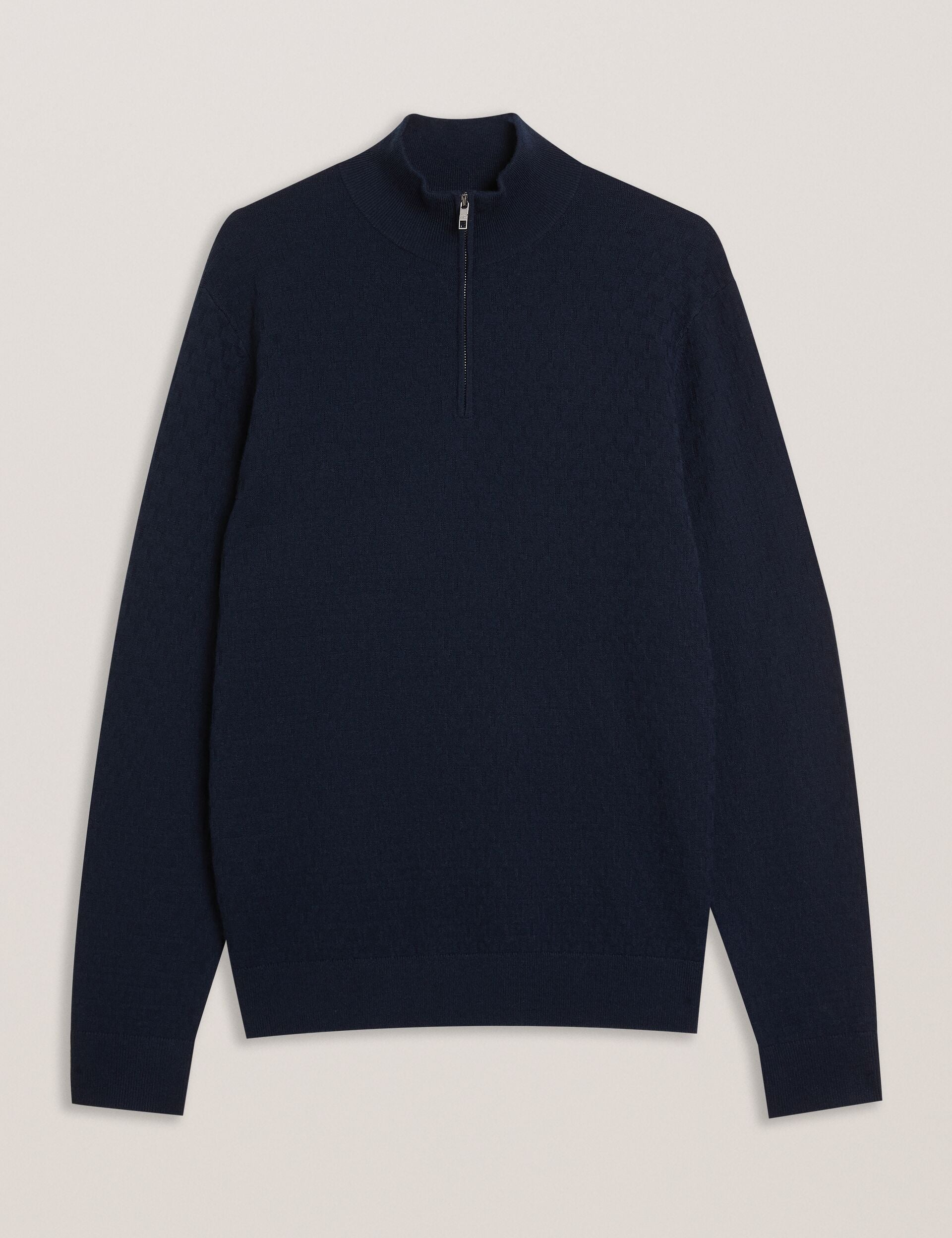 Men KURNLE - T Knit Half Zip Funnel Neck Jumper - Ted Baker