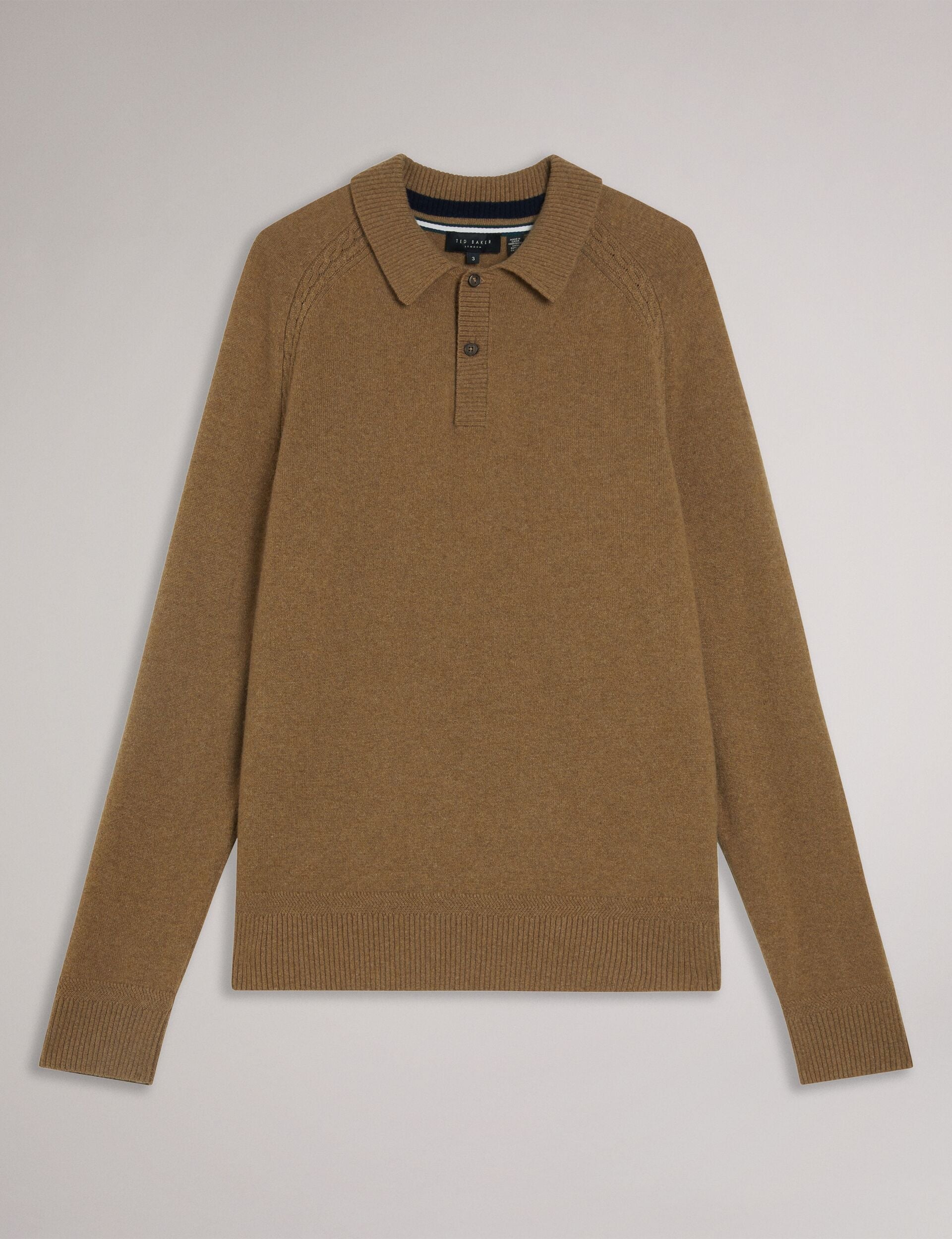 Men KAROLT - Cashmere Knit Long Sleeve Polo Top - Ted Baker