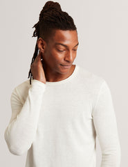 Men YAEN Rolled Edge Linen Blend Crew Neck Jumper - Ted Baker