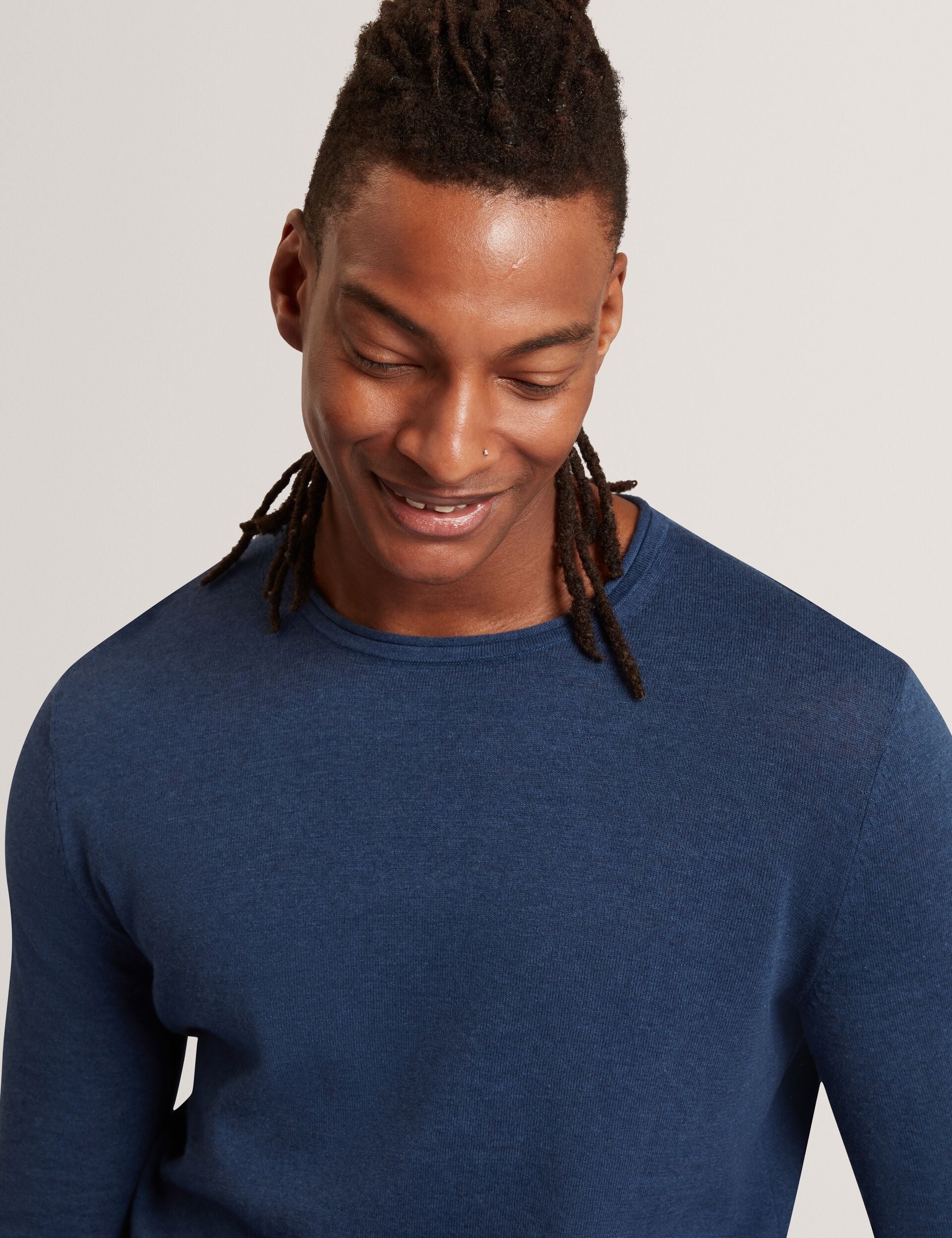 Men YAEN Rolled Edge Linen Blend Crew Neck Jumper - Ted Baker