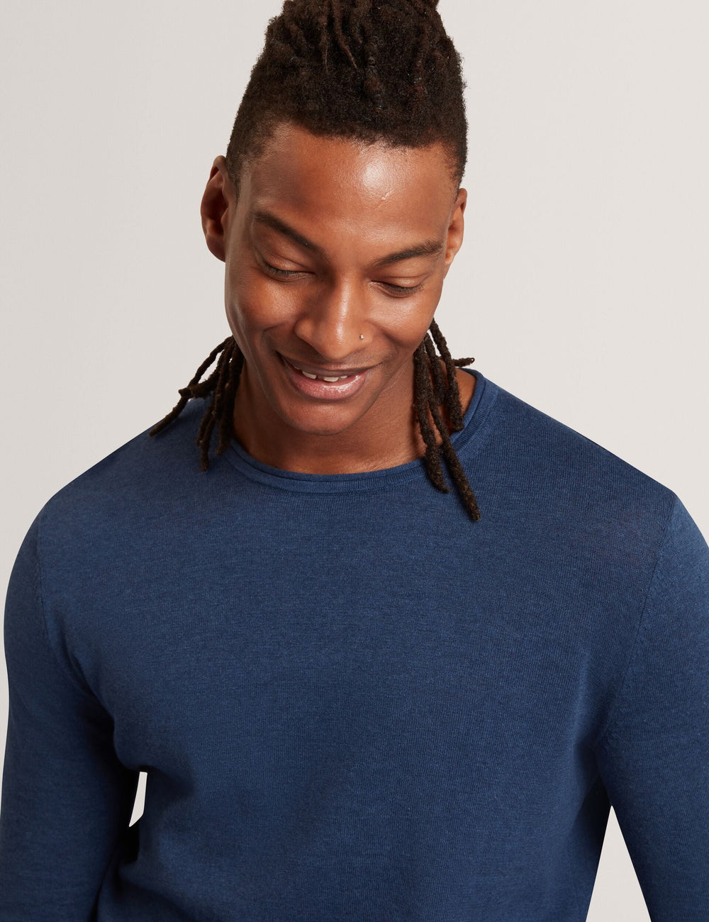 Men YAEN Rolled Edge Linen Blend Crew Neck Jumper - Ted Baker