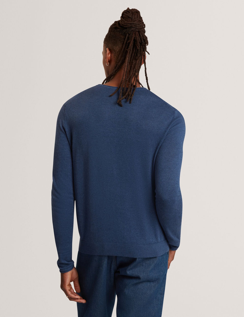 Men YAEN Rolled Edge Linen Blend Crew Neck Jumper - Ted Baker