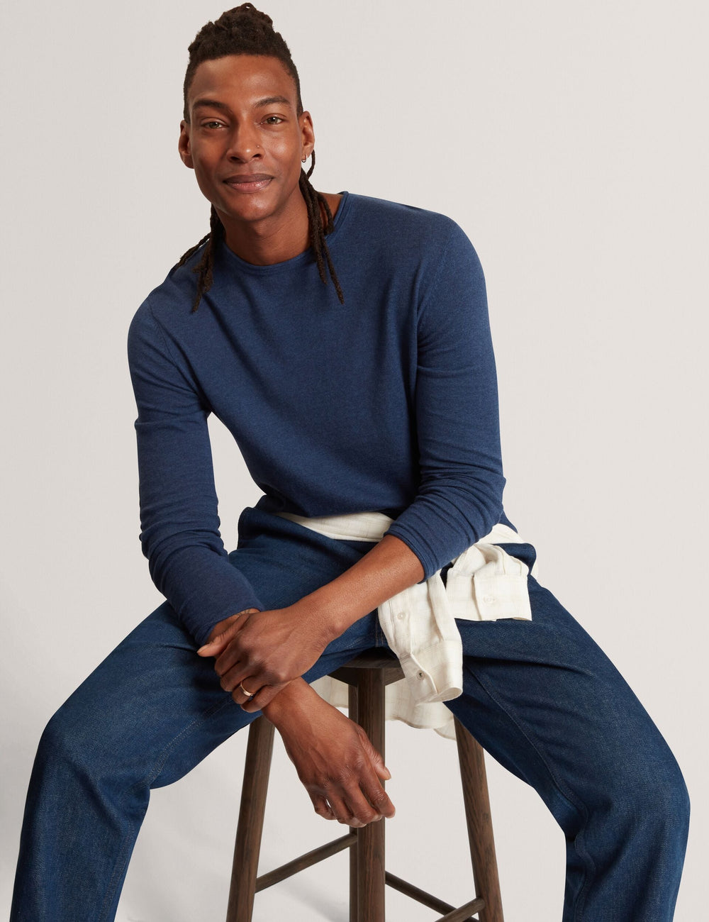 Men YAEN Rolled Edge Linen Blend Crew Neck Jumper - Ted Baker