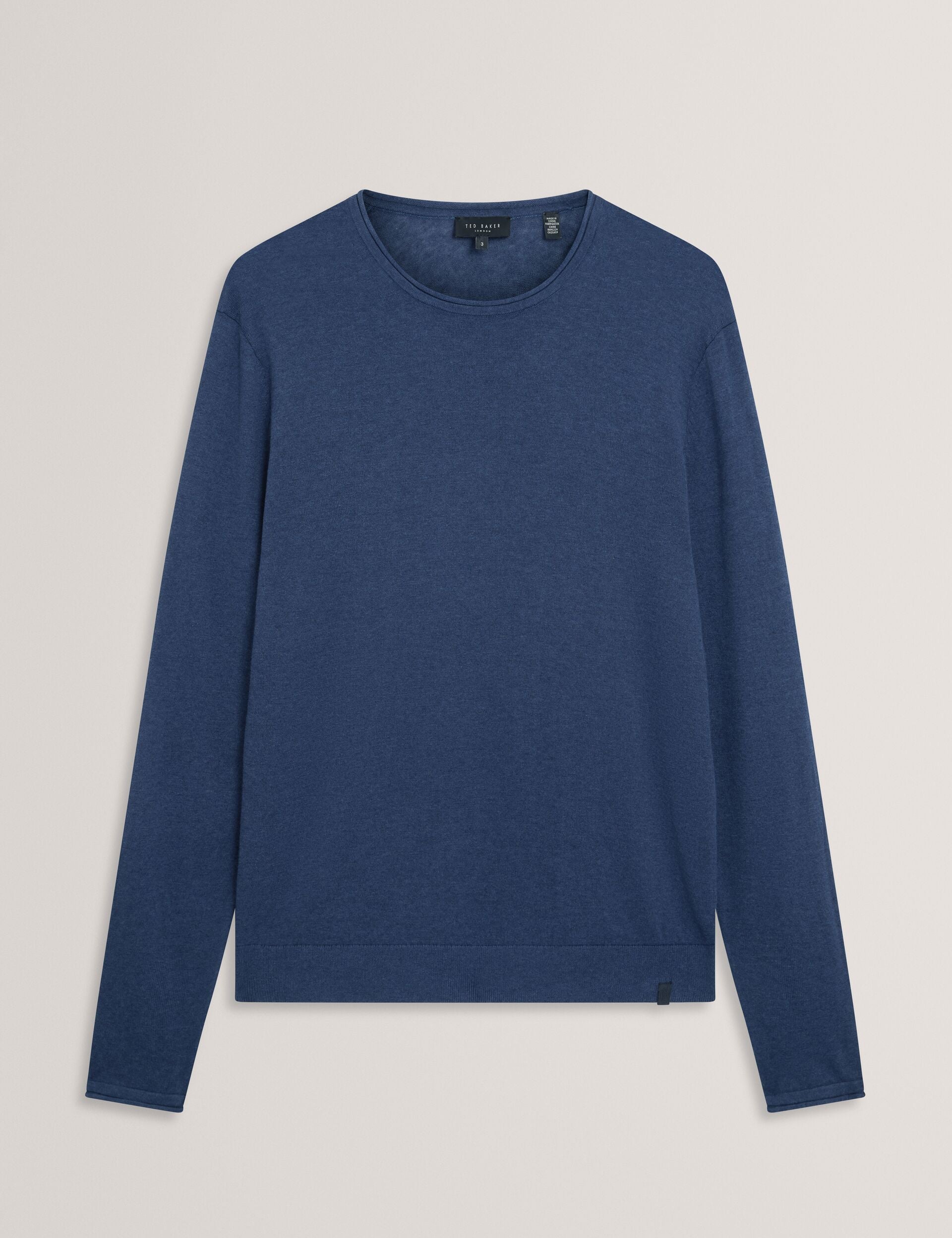Men YAEN Rolled Edge Linen Blend Crew Neck Jumper - Ted Baker