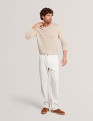 Men YAEN Rolled Edge Linen Blend Crew Neck Jumper - Ted Baker