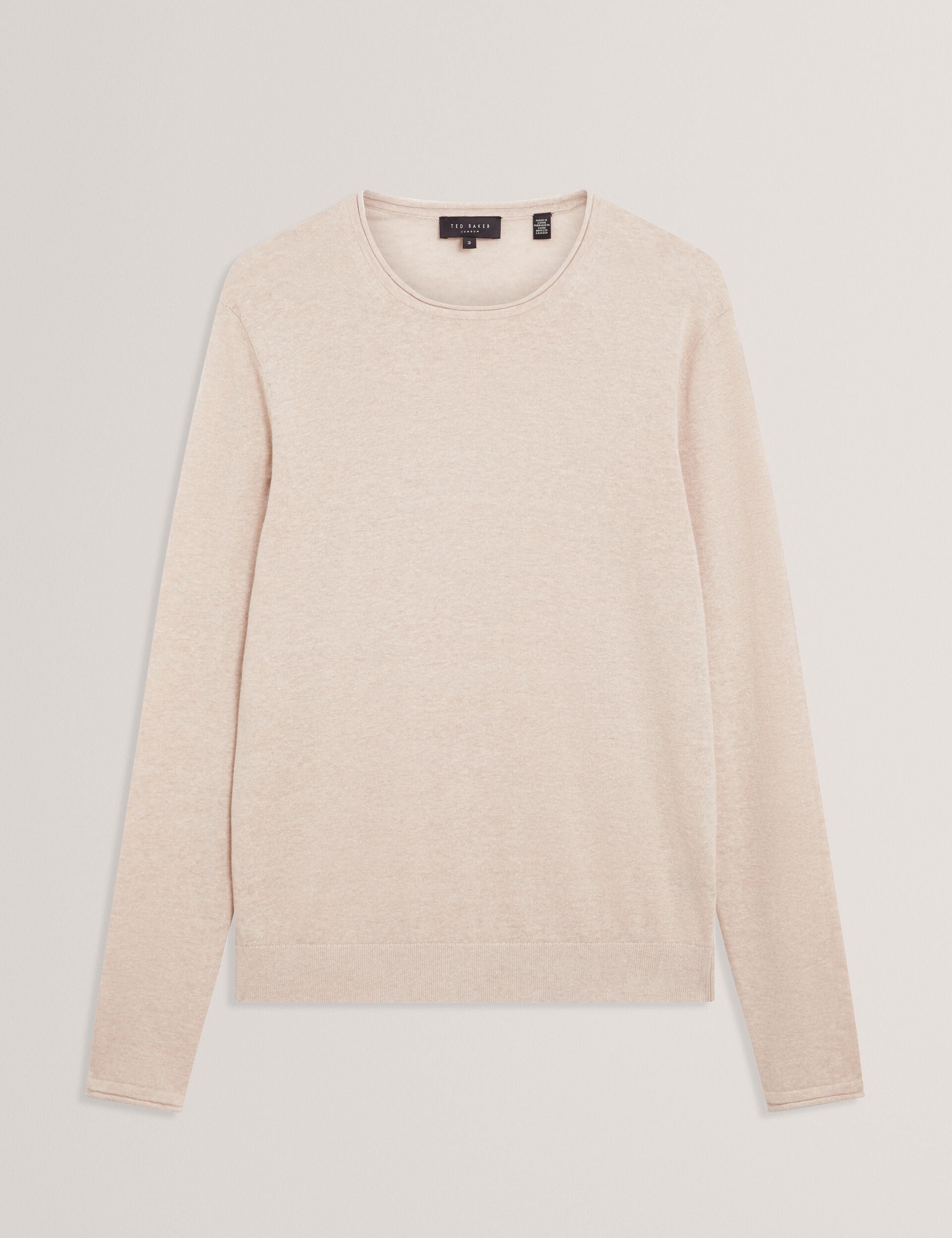 Men YAEN Rolled Edge Linen Blend Crew Neck Jumper - Ted Baker