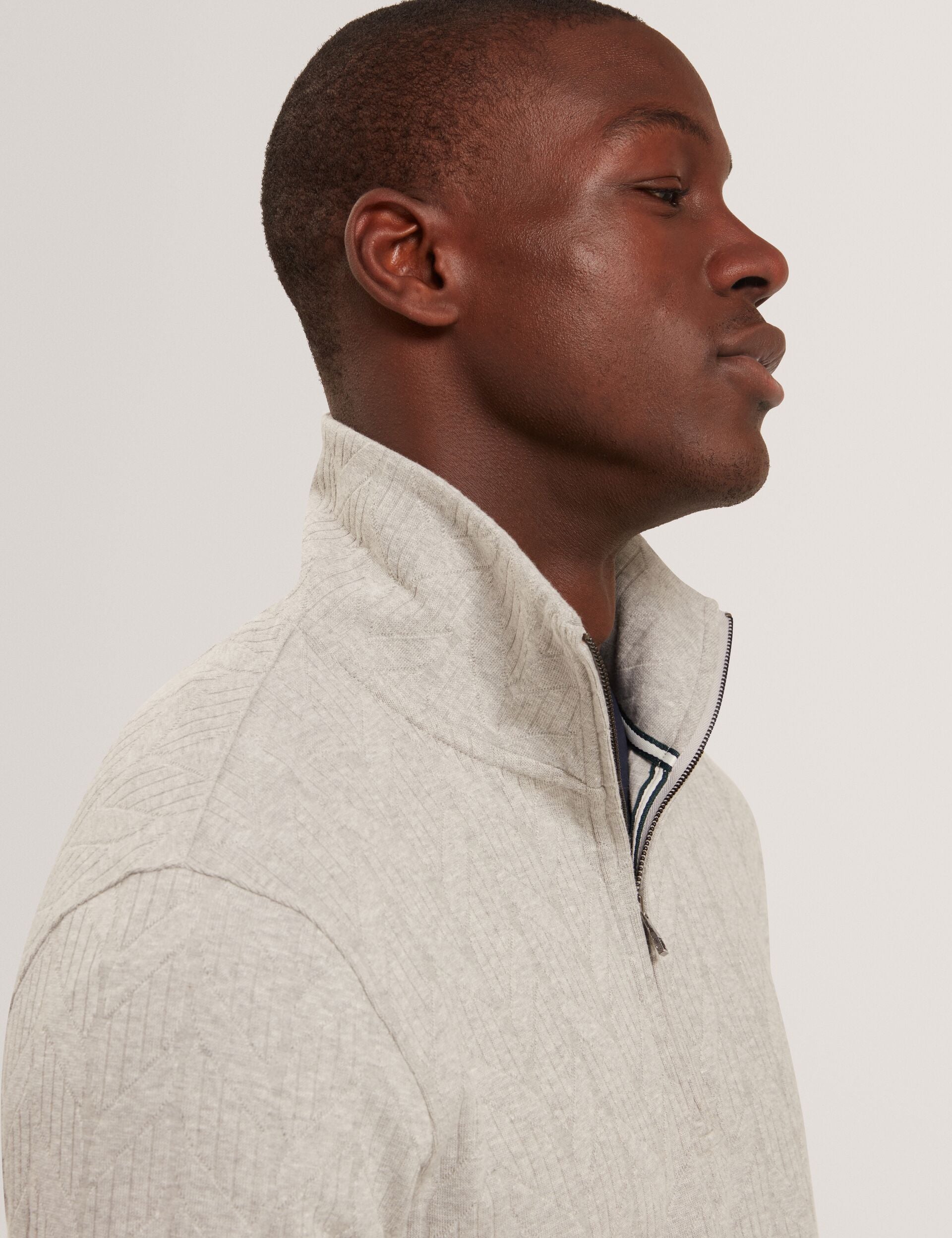 Men DOUGLES Cable Texture Zip-Neck Sweatshirt - Ted Baker